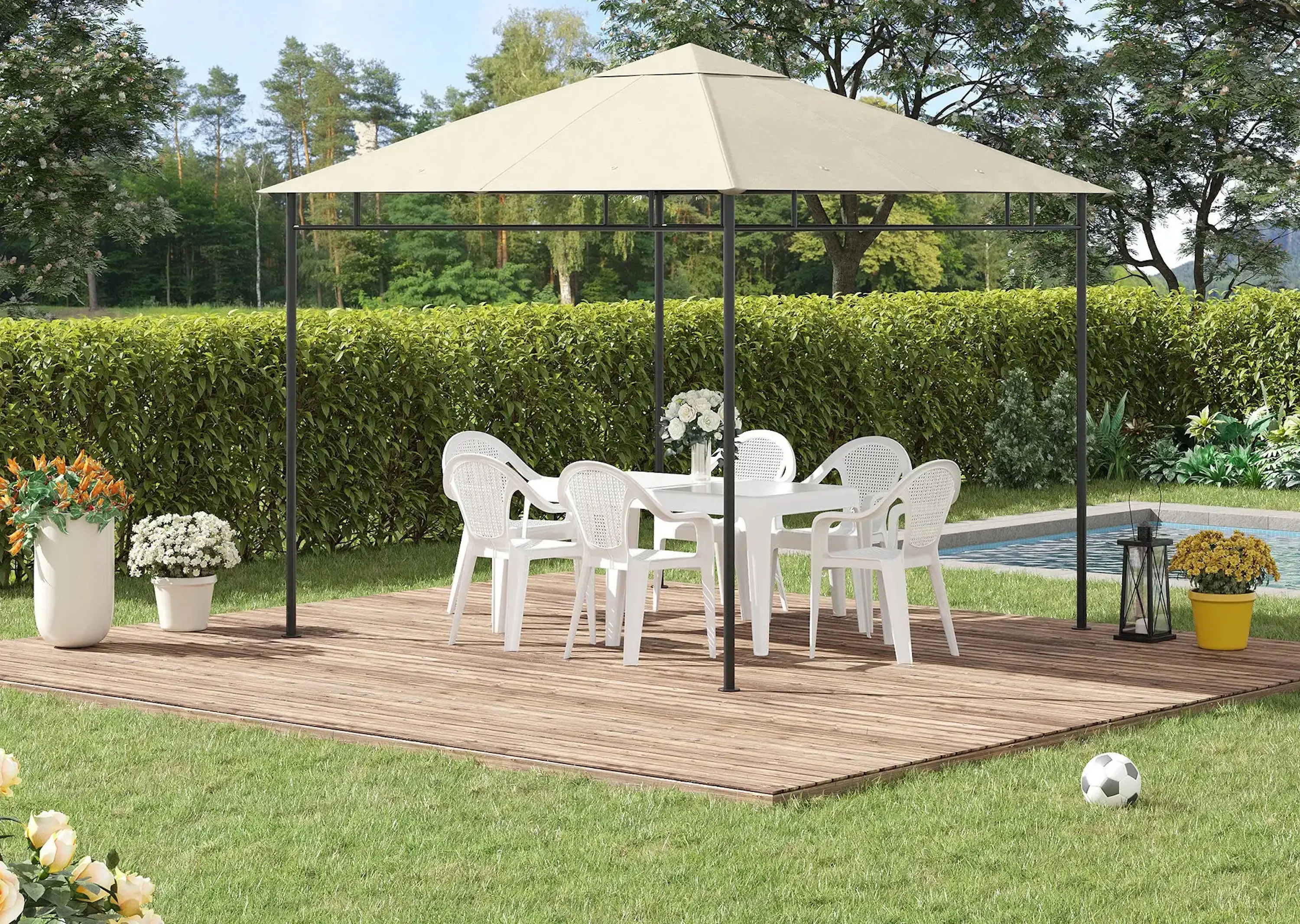 Acoperis pentru pavilion de gradina Outsunny 84C-141V00CW 3x3 (Cream) - 3
