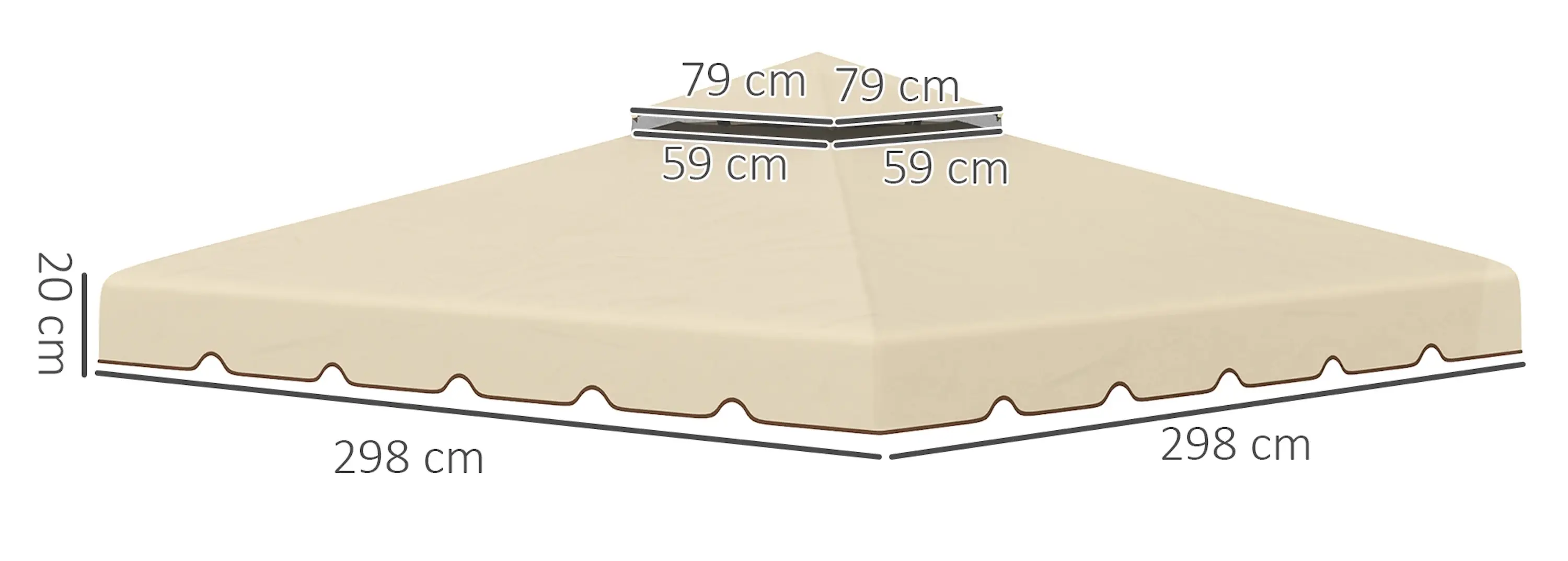 Крыша для для садового павильона Outsunny 84C-357V00BG 3x3 (Beige) - 4