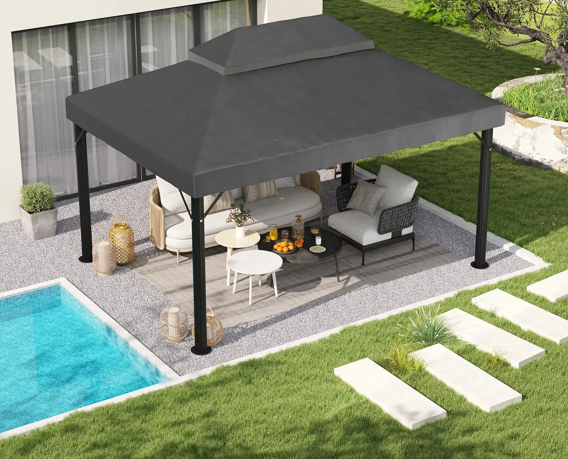 Крыша для для садового павильона Outsunny 84C-535V00CG 3x4 (Dark Grey) - 3