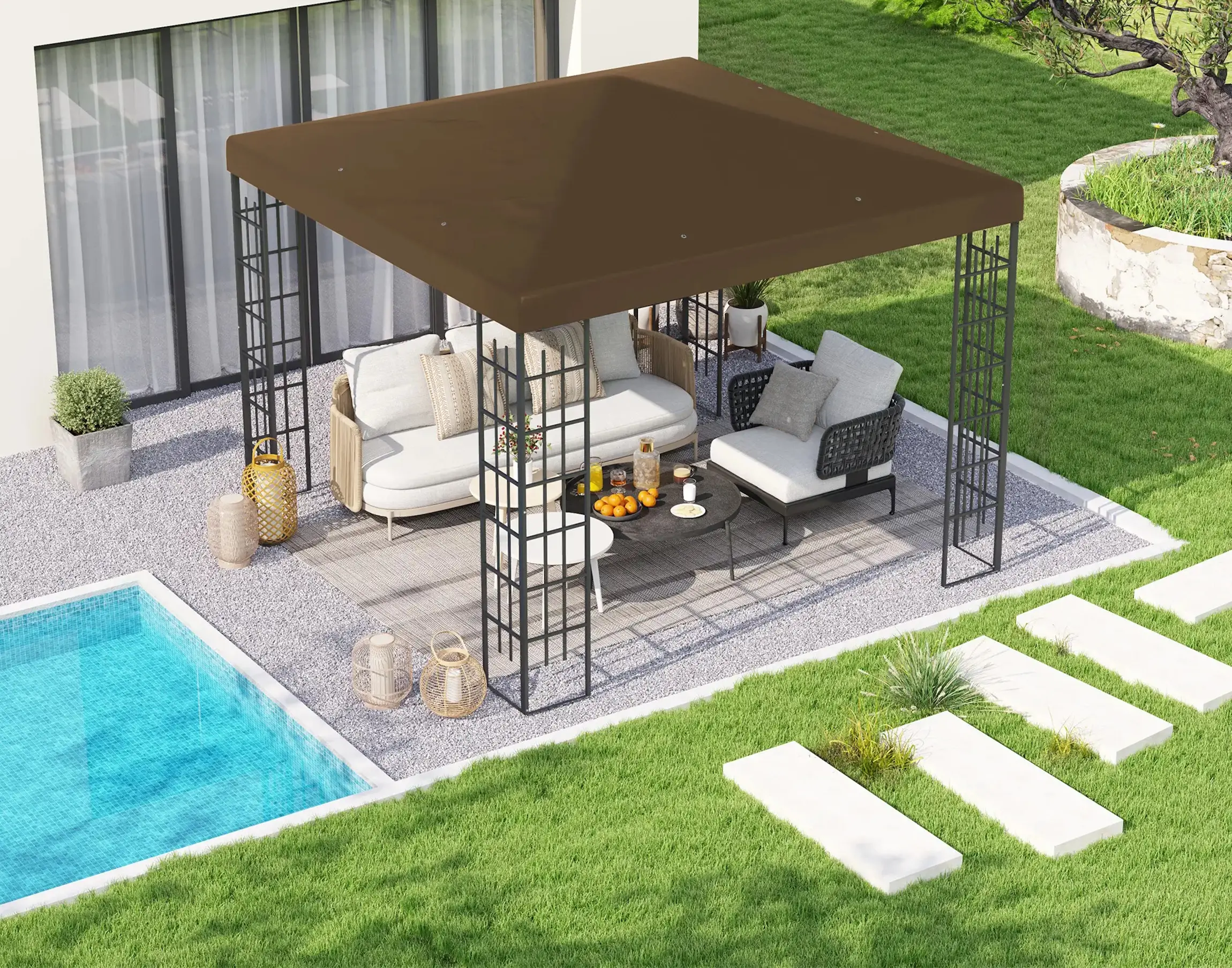 Крыша для для садового павильона Outsunny 84C-536V00BN 3x3 (Brown) - 5