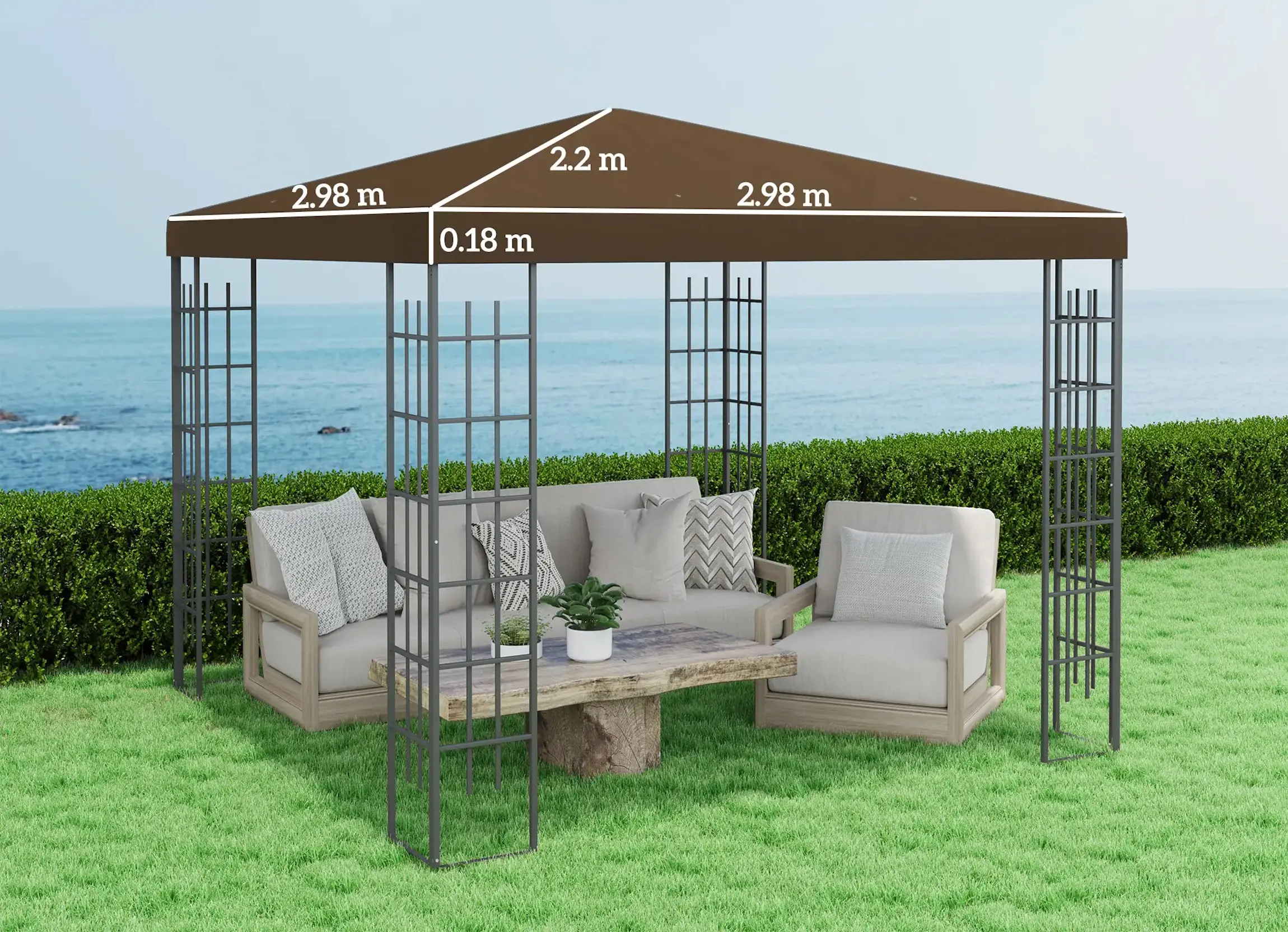 Крыша для для садового павильона Outsunny 84C-536V00BN 3x3 (Brown) - 6