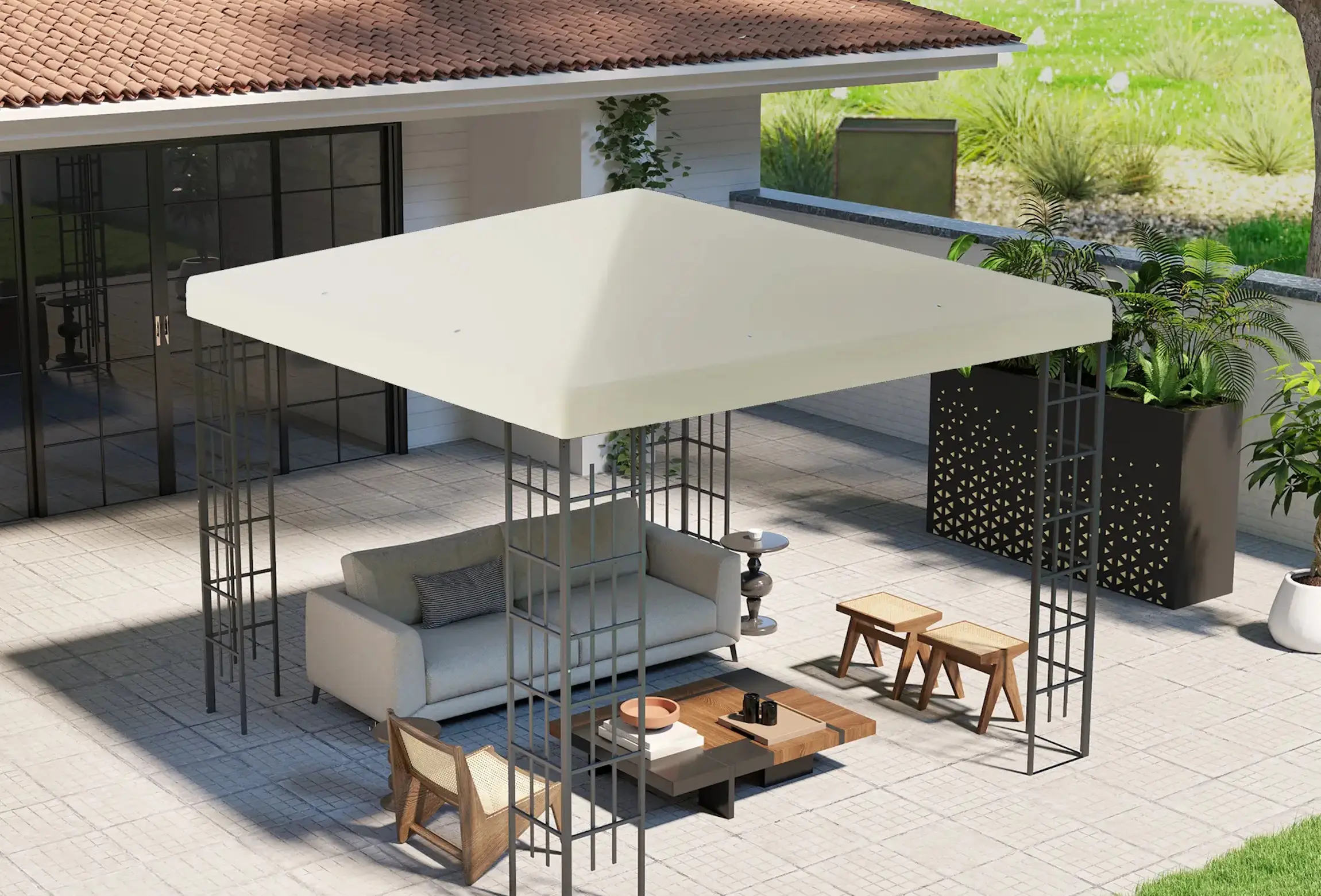 Acoperis pentru pavilion de gradina Outsunny 84C-536V00CW 3x3 (Cream) - 4