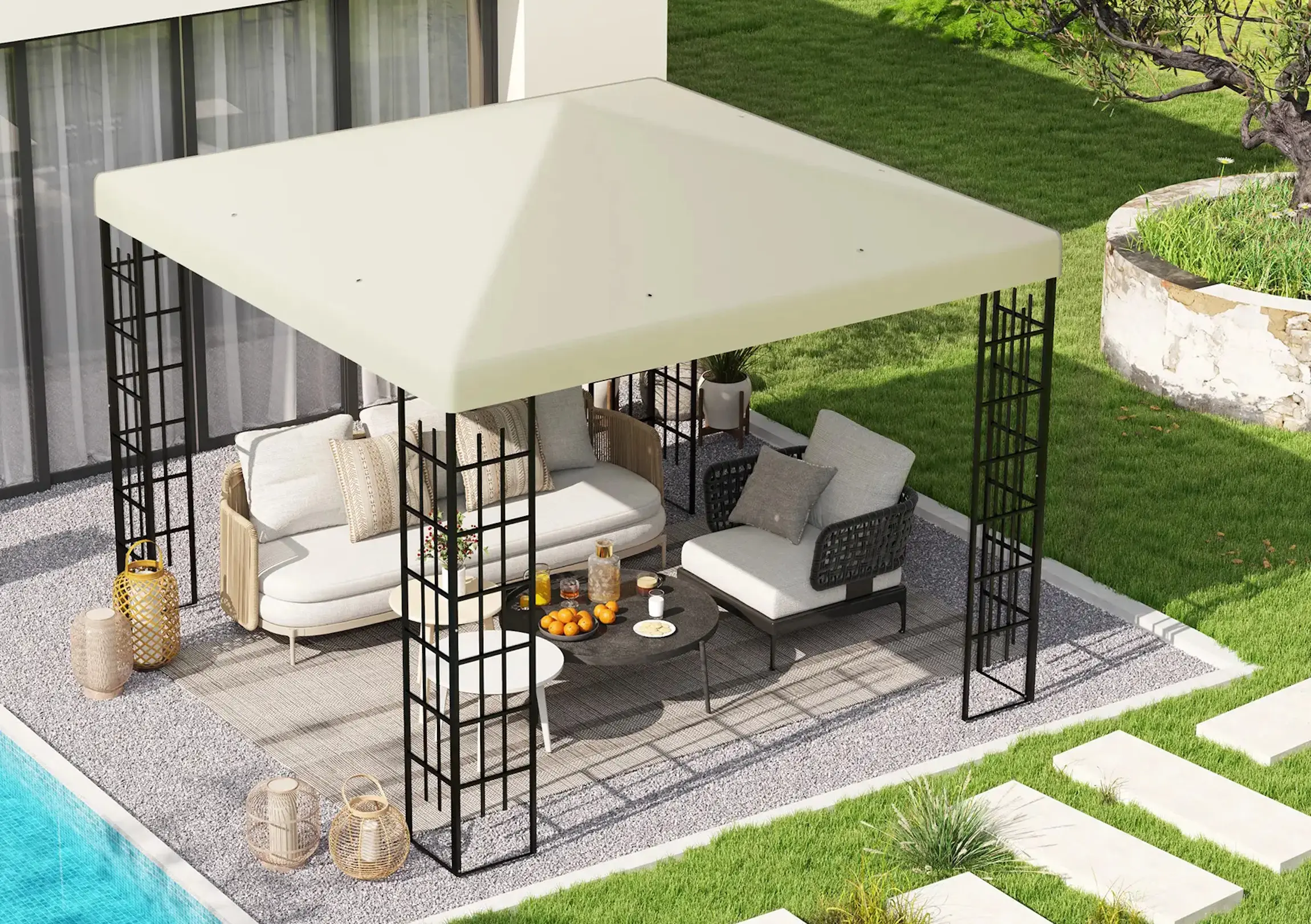 Acoperis pentru pavilion de gradina Outsunny 84C-536V00CW 3x3 (Cream) - 5