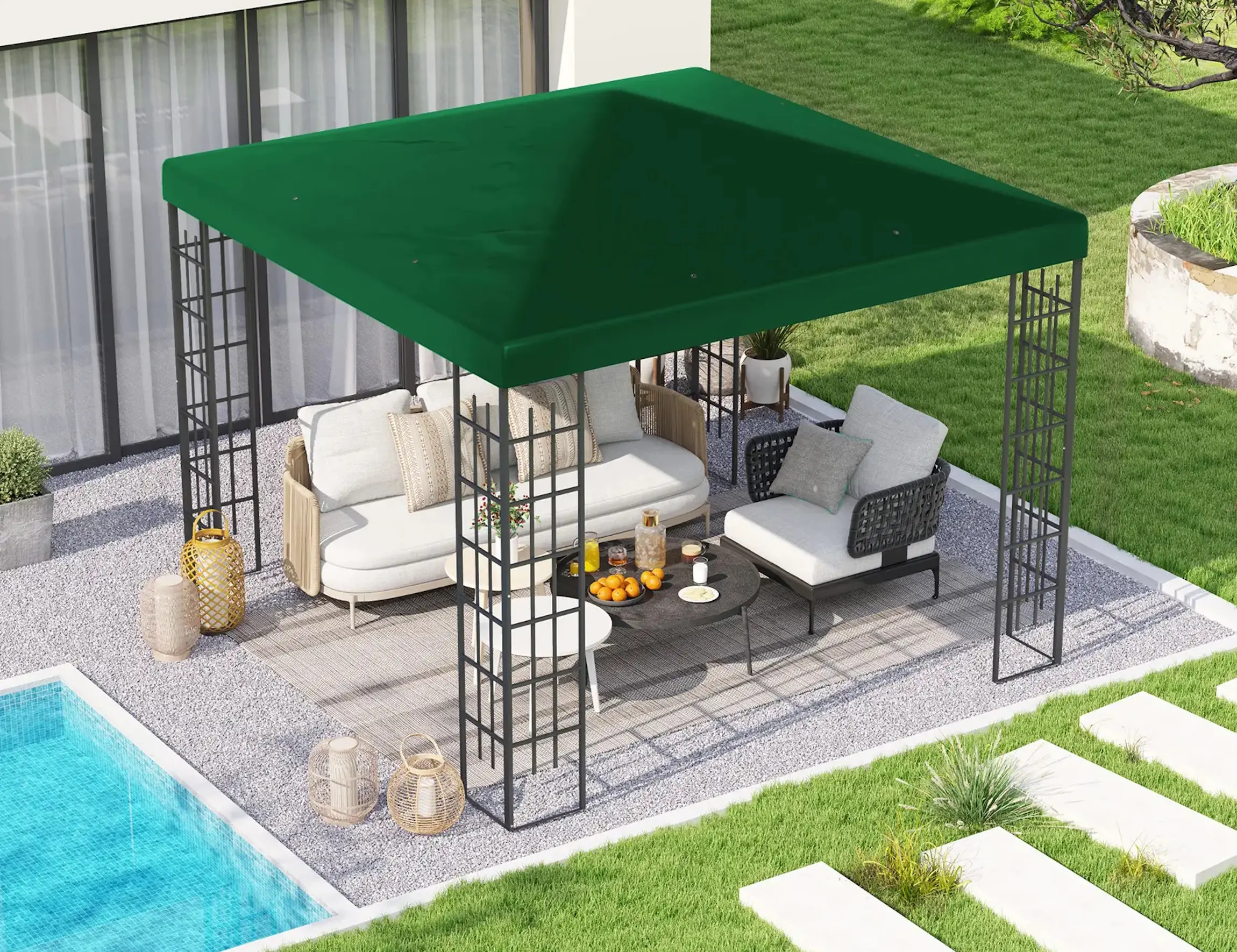 Крыша для для садового павильона Outsunny 84C-536V00GN 3x3 (Green) - 4