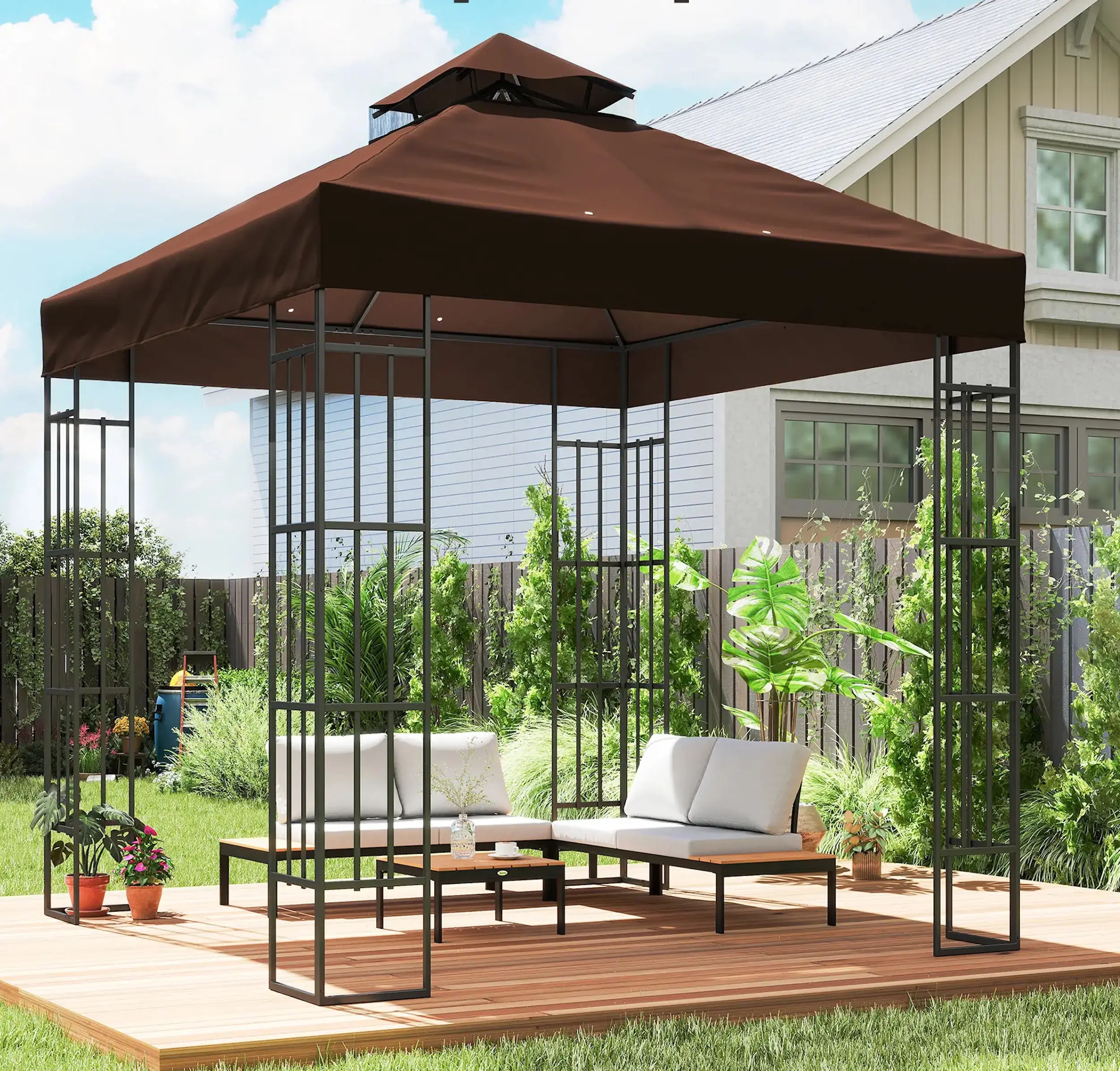 Acoperis pentru pavilion de gradina Outsunny 84C-542V00CF 3x3 (Brown) - 3