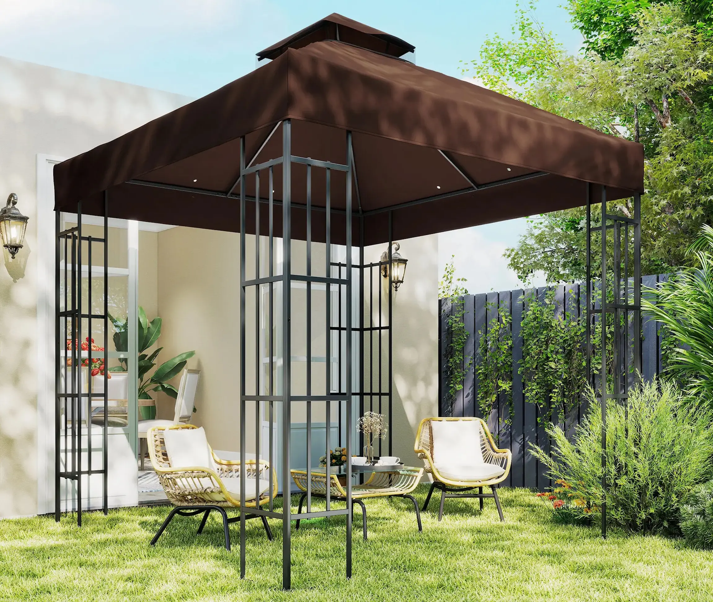 Acoperis pentru pavilion de gradina Outsunny 84C-542V00CF 3x3 (Brown) - 4