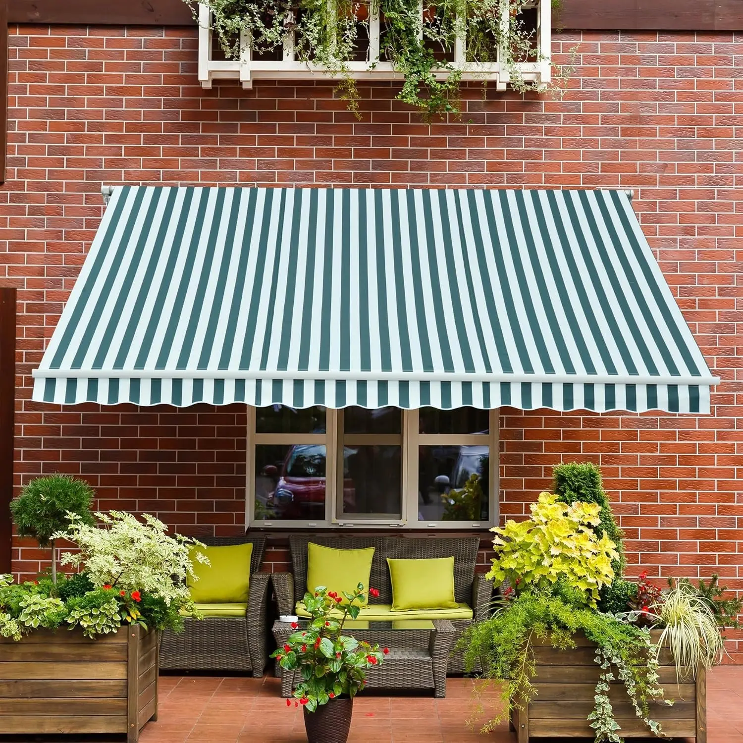 Маркиза выдвижная Outsunny 100110-007GW (Green/White) - 4