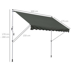 Маркиза выдвижная Outsunny 840-183GY (Grey) Thumb