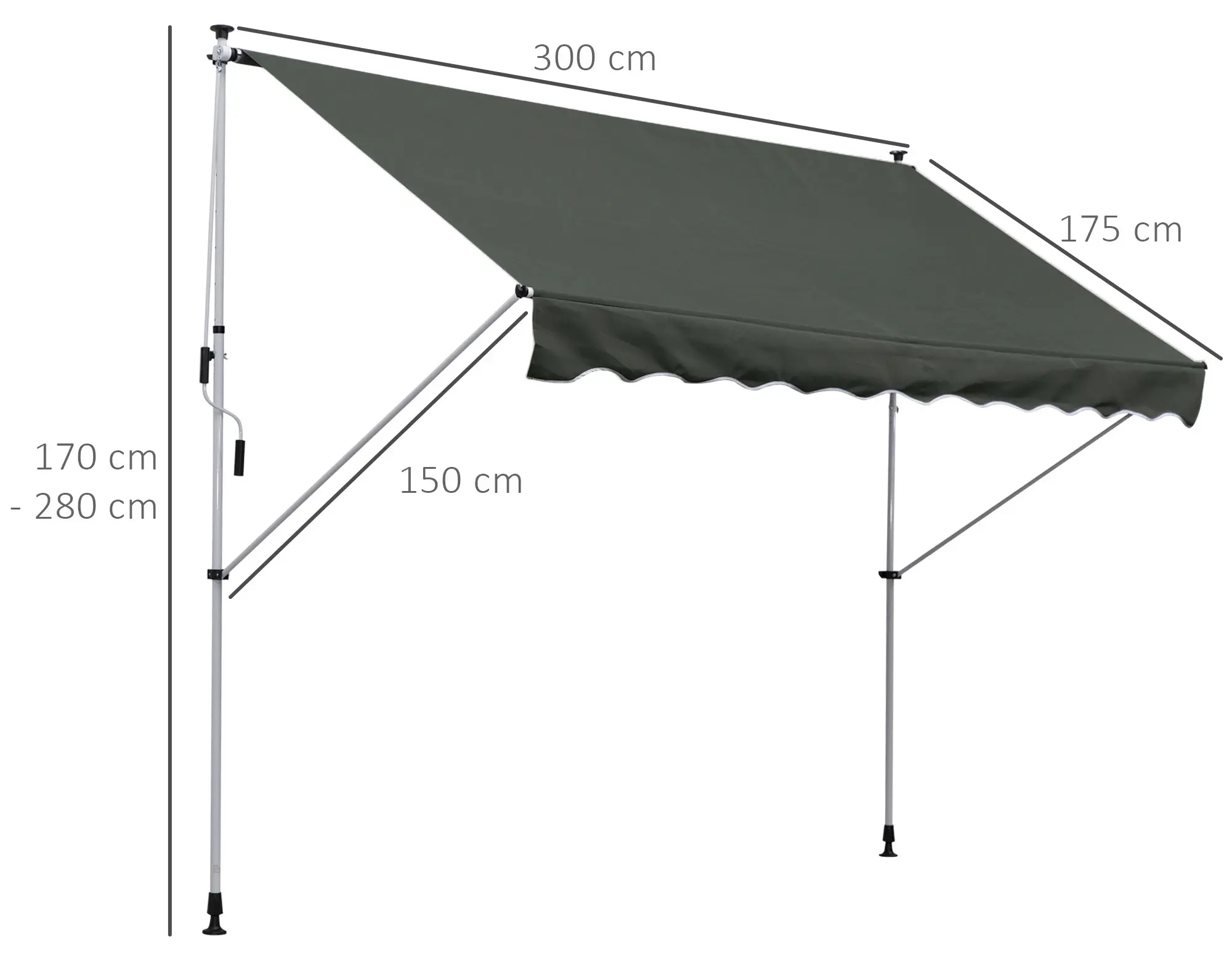 Маркиза выдвижная Outsunny 840-183GY (Grey) - 2