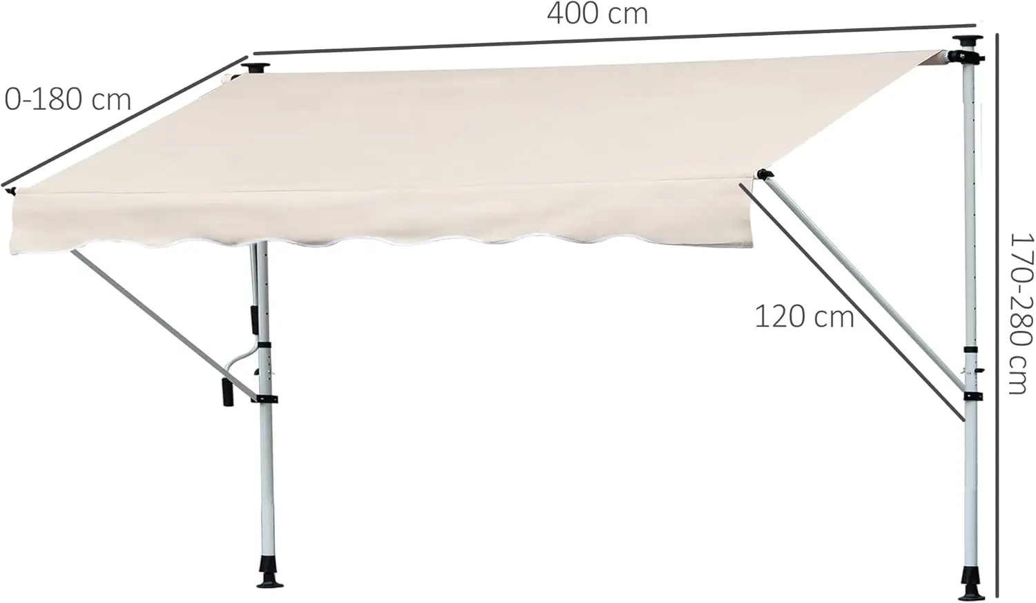 Маркиза выдвижная Outsunny 840-183V01 (Beige) - 6