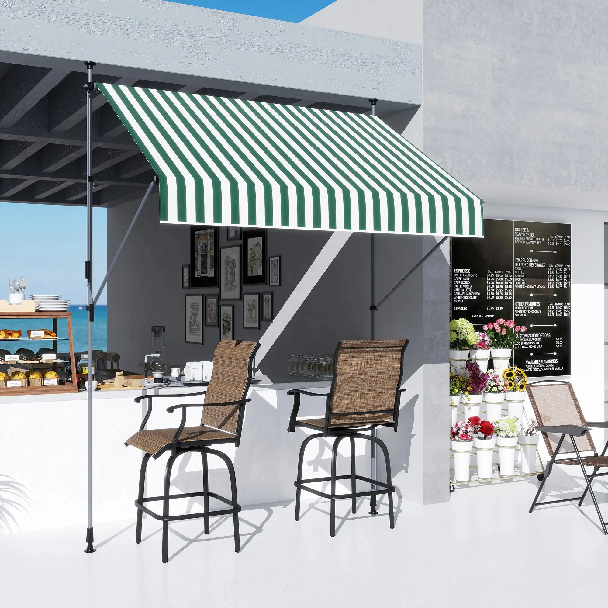 Copertina retractabila Outsunny 840-273V00GN (Green/White) - 5