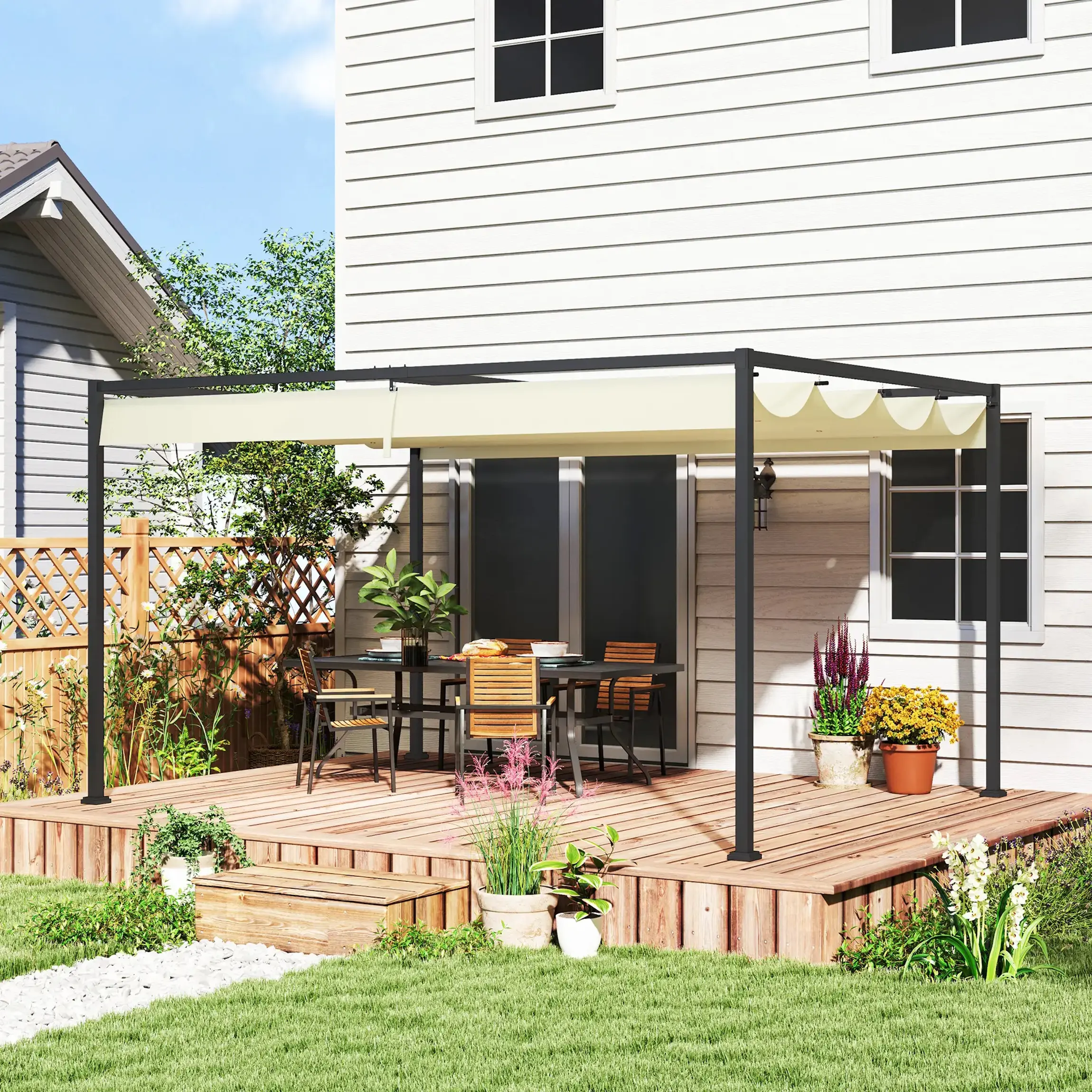 Pergola Outsunny 84C-175V01CW 4x3 (Cream/Black) - 4