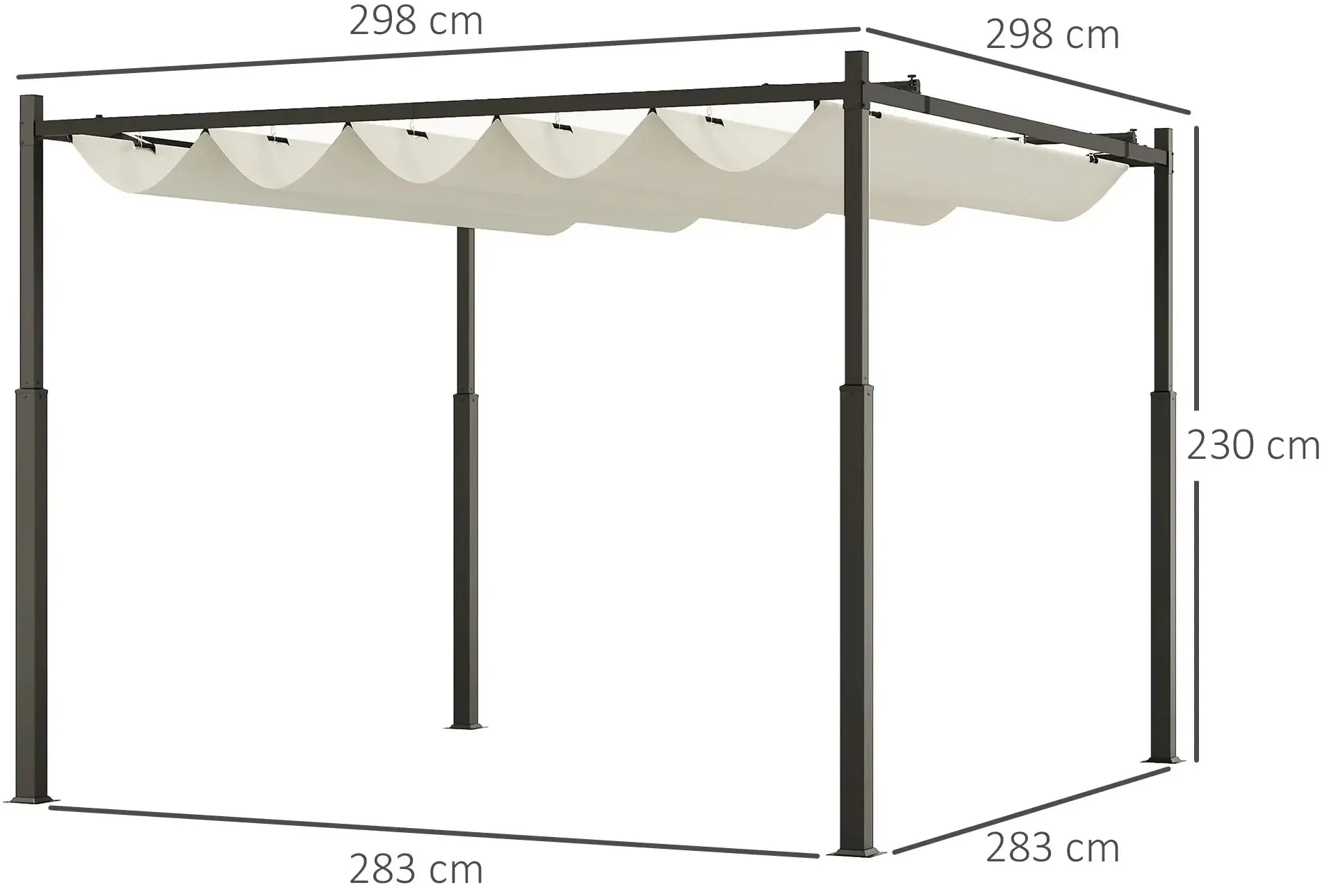 Пергола Outsunny 84C-570V00CW 3x3m (White Cream) - 6