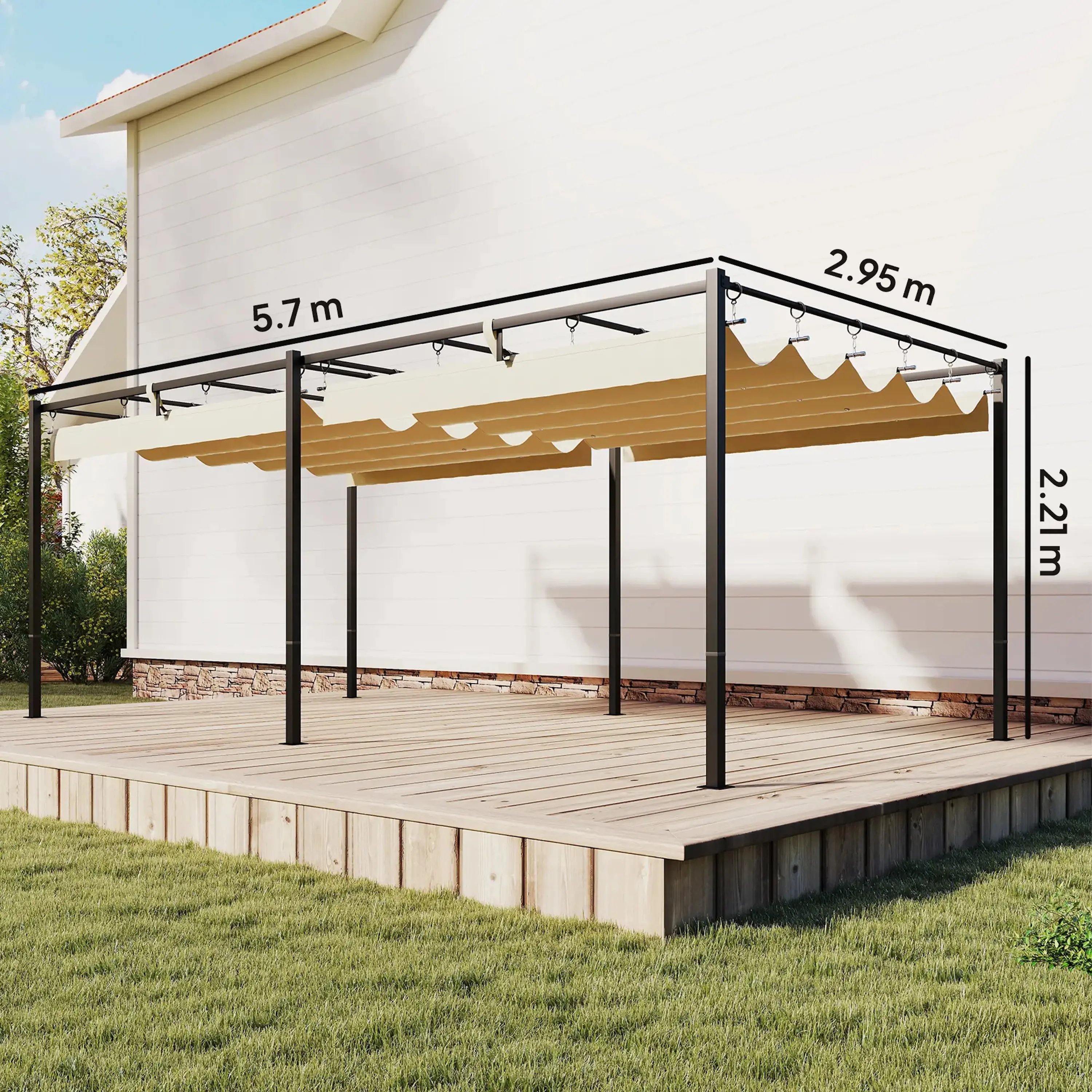 Pergola Outsunny 84C-667V00BG 5.7x2.95 (Beige) - 4