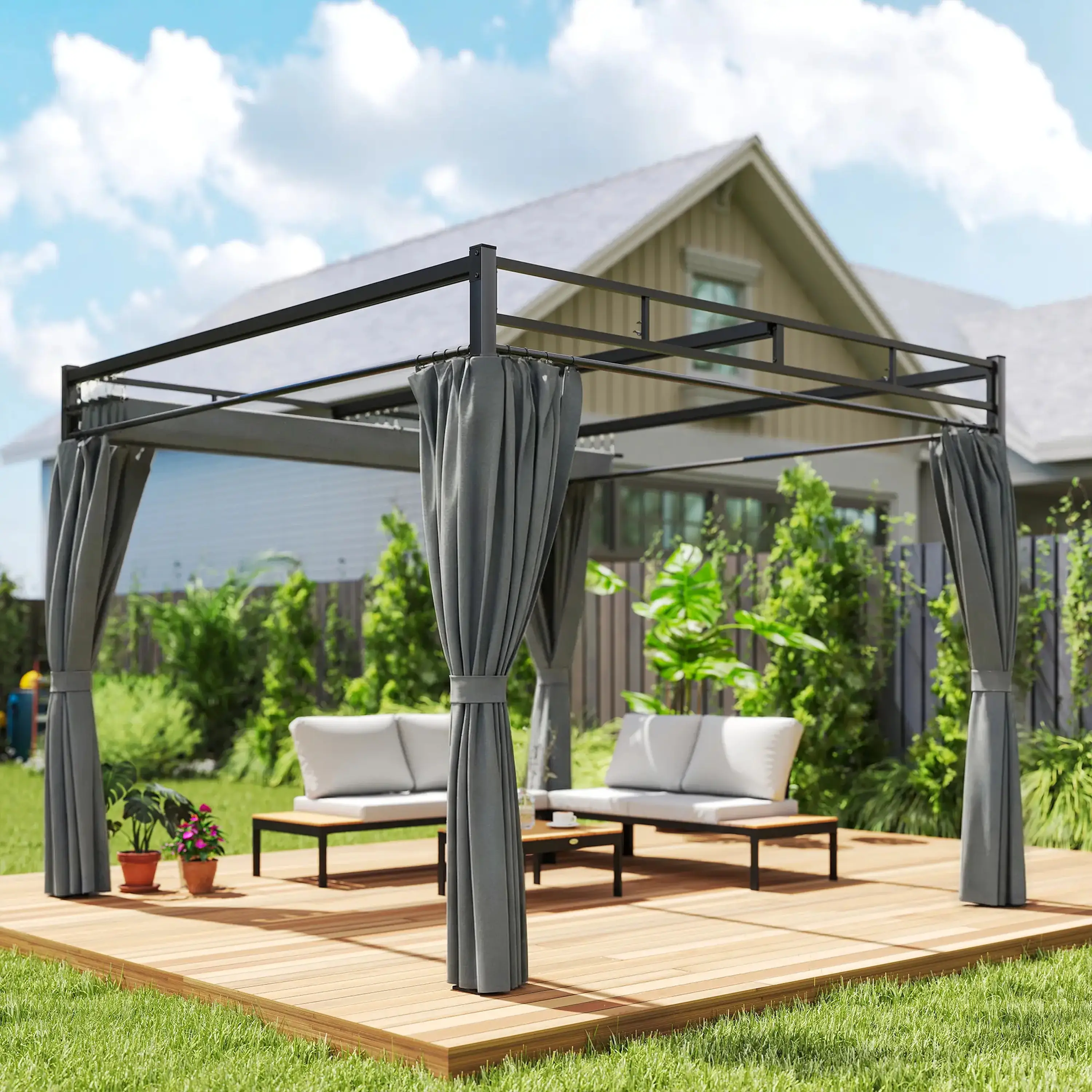 Pergola Outsunny 84C-681V00CG 3x3 (Dark Grey) - 4