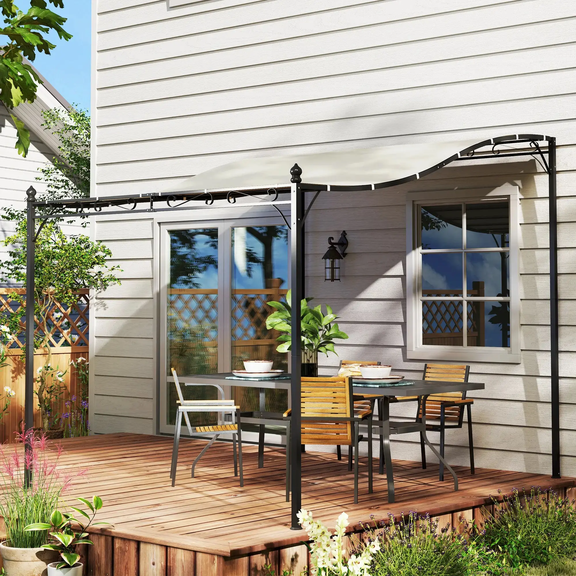 Pavilion de perete Outsunny 84C-583V00CW (Cream White) - 4
