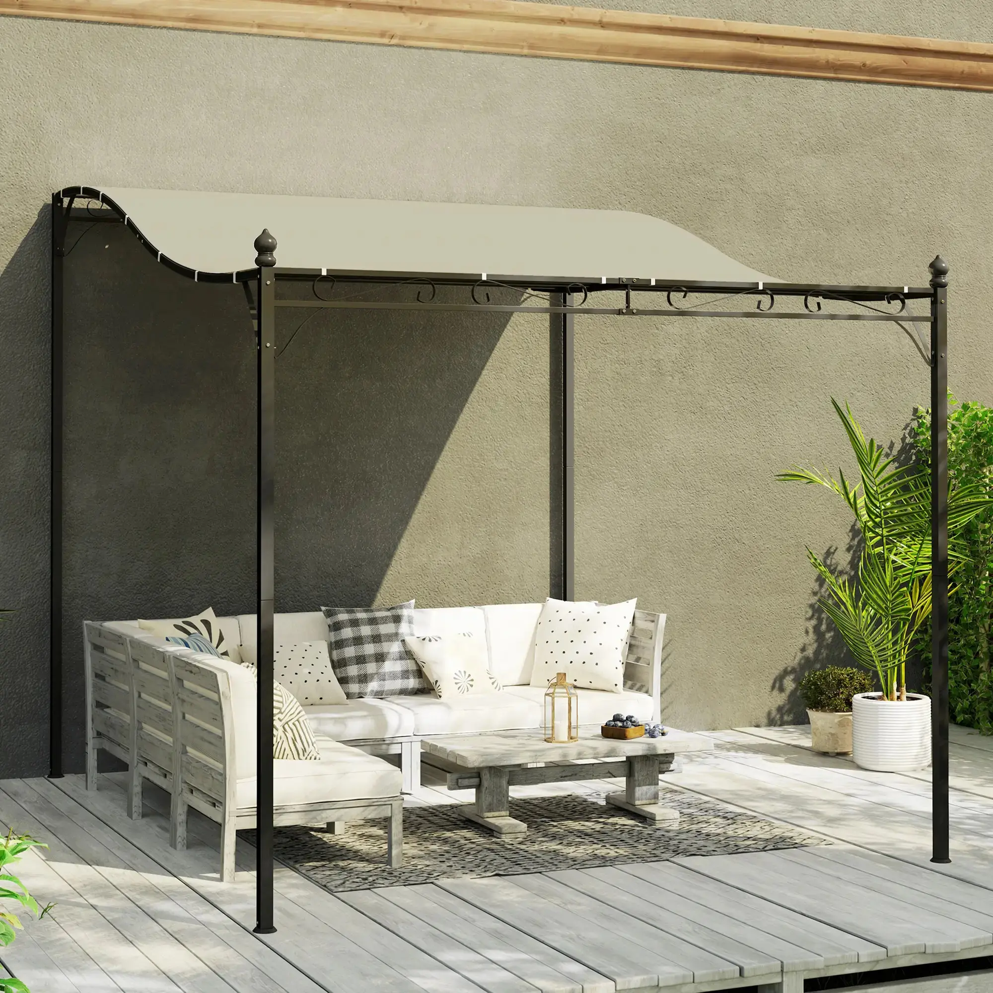 Pavilion de perete Outsunny 84C-583V00CW (Cream White) - 5