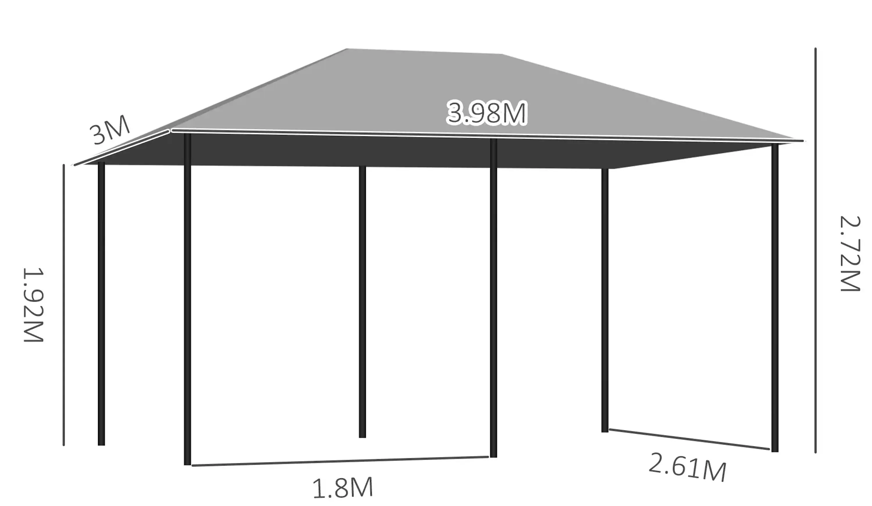 Садовый павильон Outsunny 84C-116V00GY 3x4 (Grey) - 7