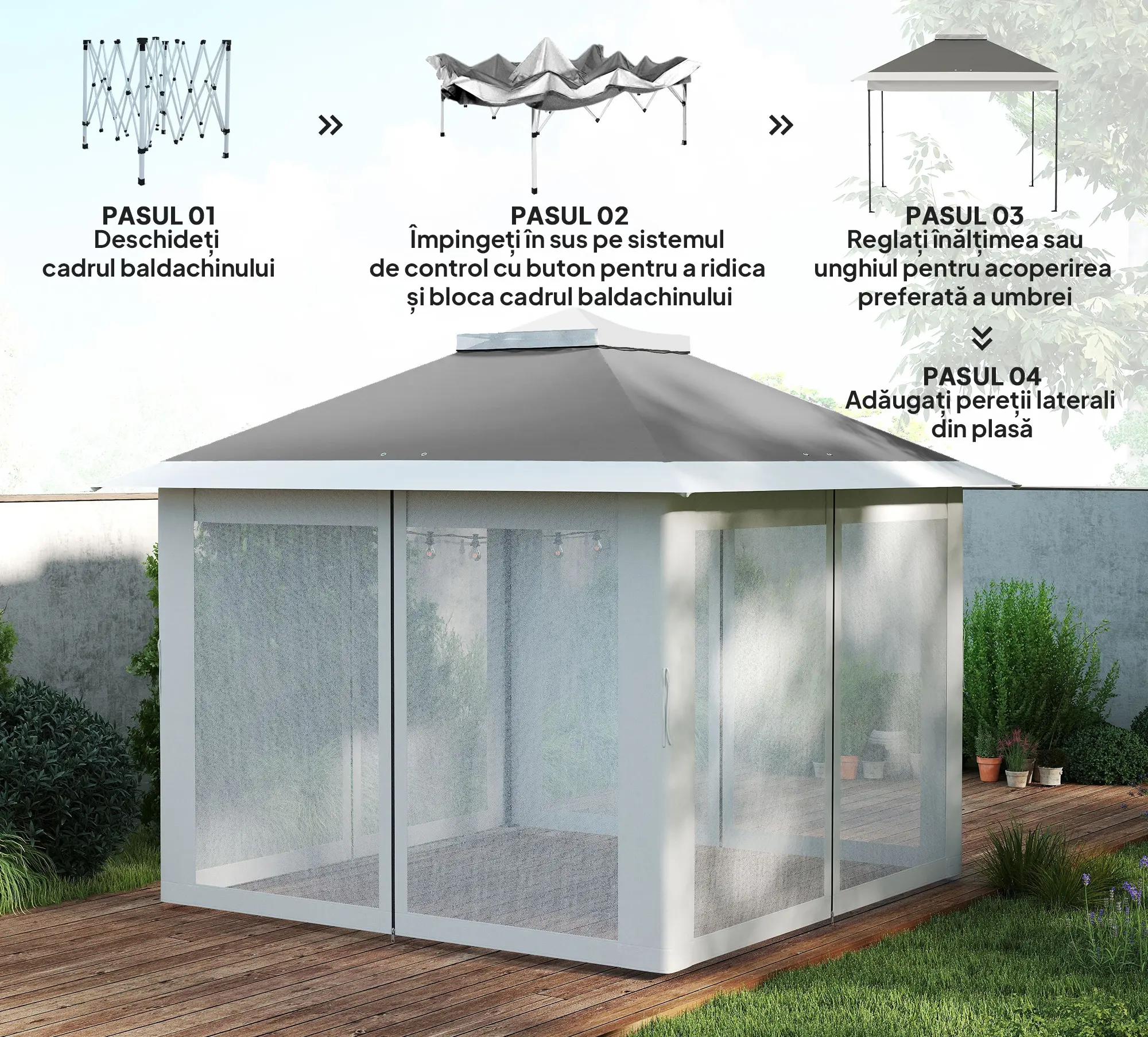 Садовый павильон Outsunny 84C-300V01CG (Grey) - 7