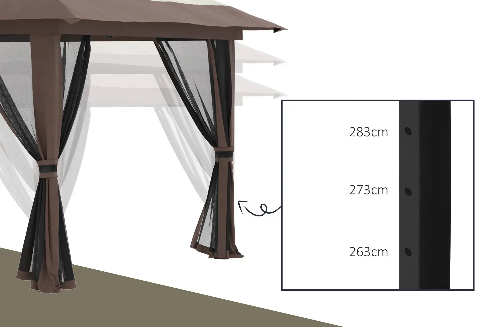 Pavilion de gradina Outsunny 84C-353V00BG (Beige) - 4