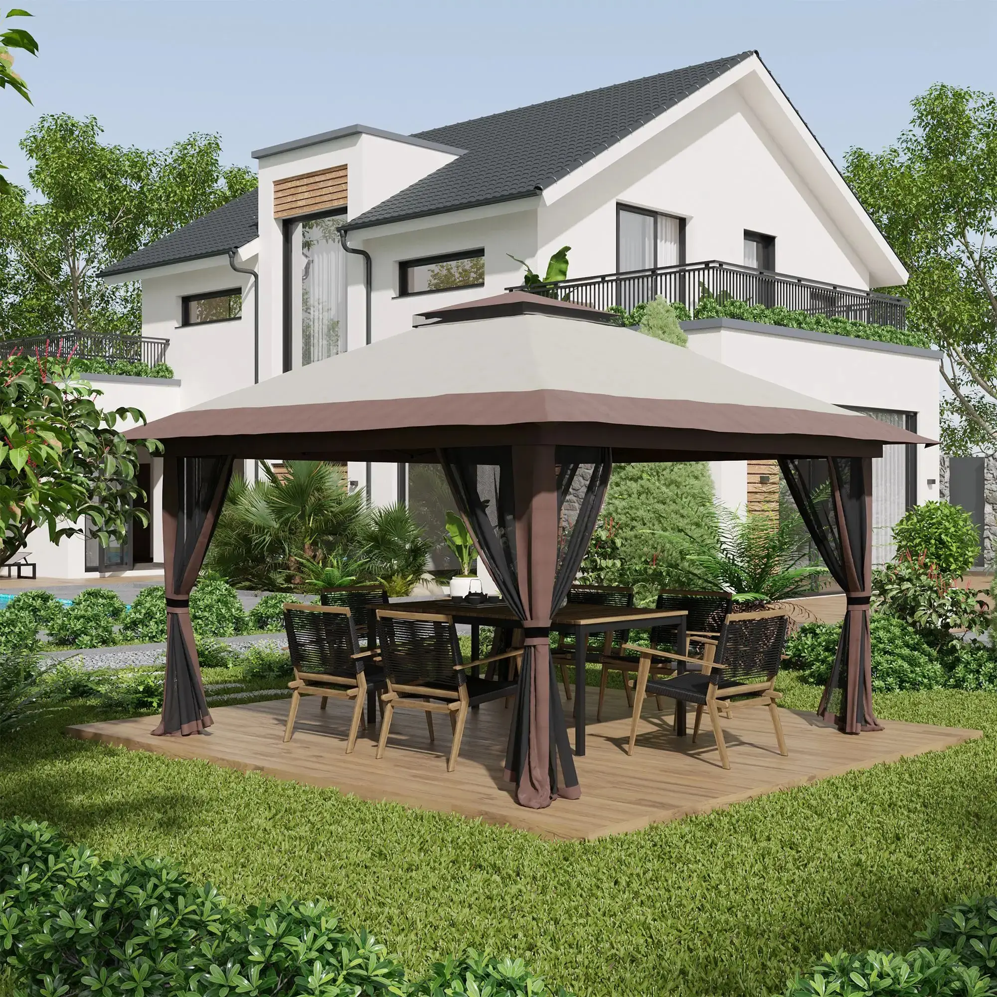 Pavilion de gradina Outsunny 84C-353V00BG (Beige) - 5