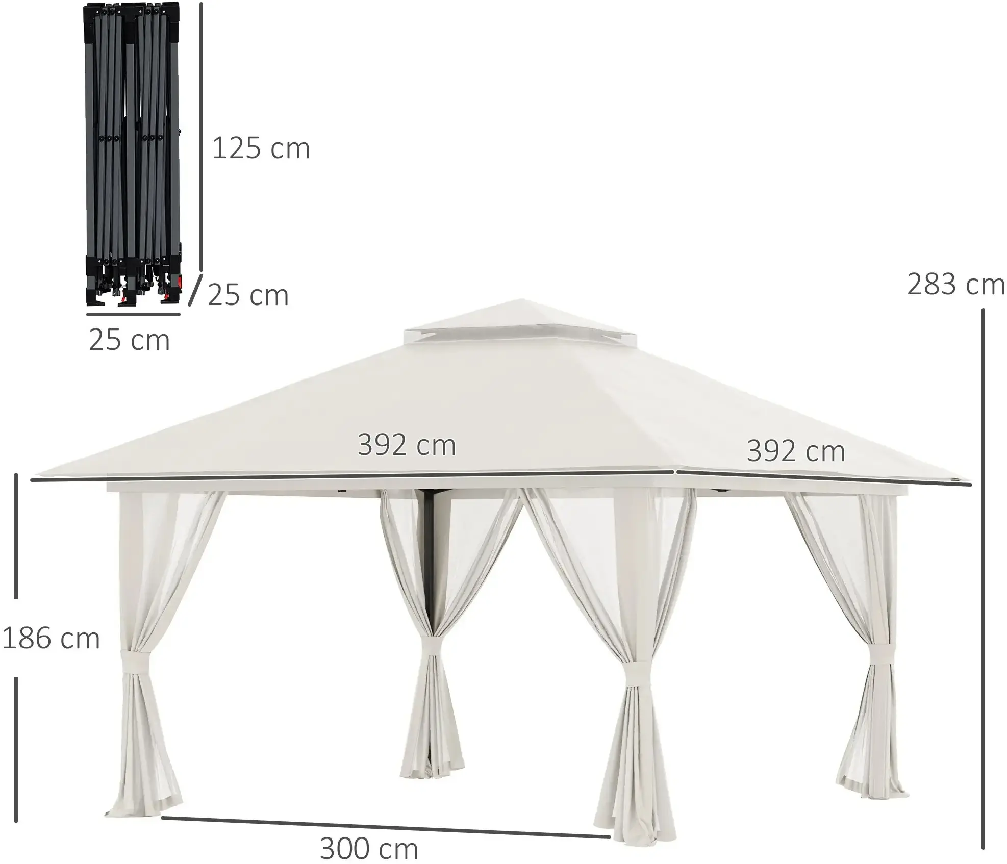 Pavilion de gradina Outsunny 84C-353V00CW 4x4 m (Cream) - 6