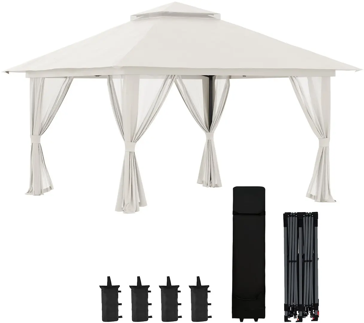 Pavilion de gradina Outsunny 84C-353V00CW 4x4 m (Cream)