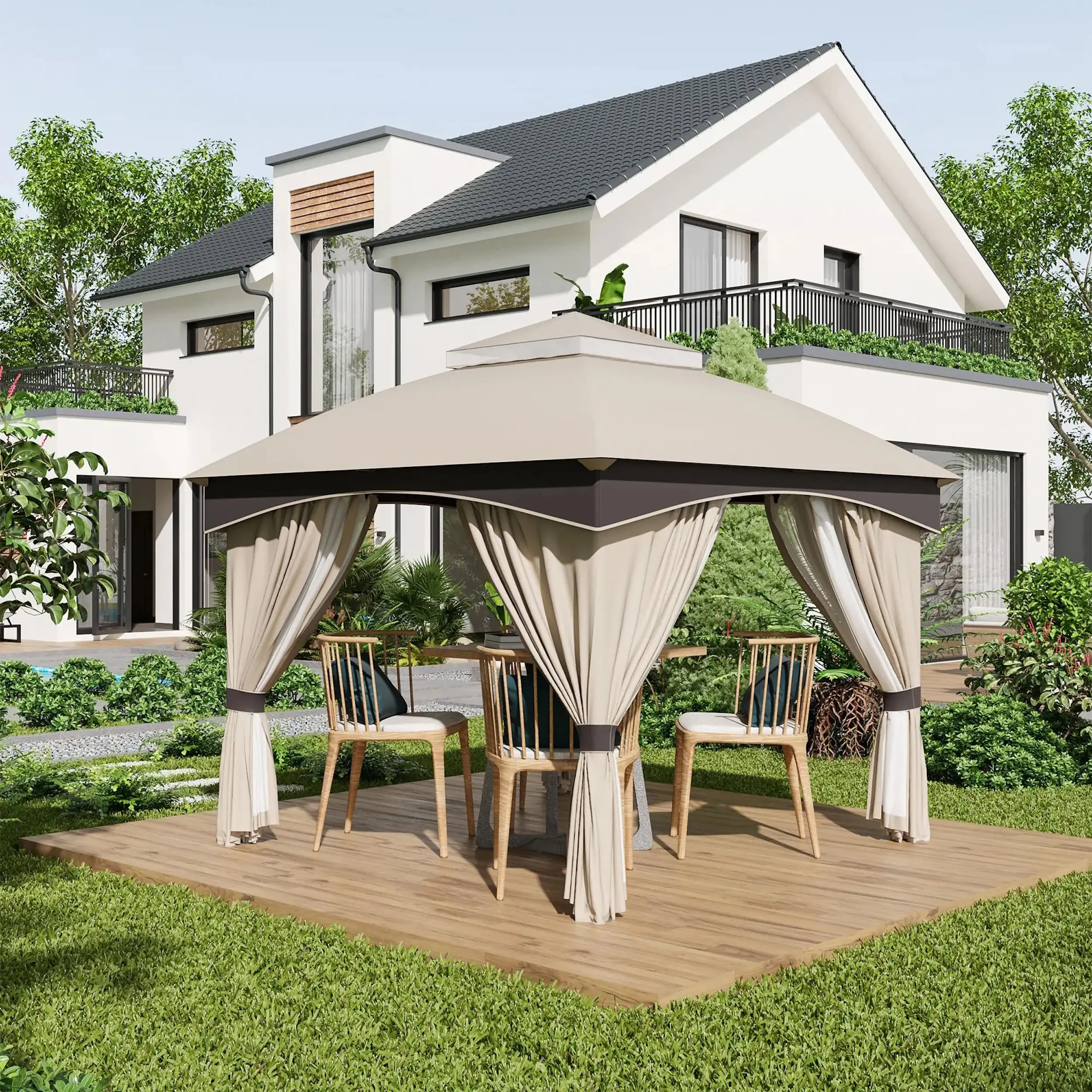 Pavilion de gradina Outsunny 84C-368V00BG 3x3 (Beige) - 6