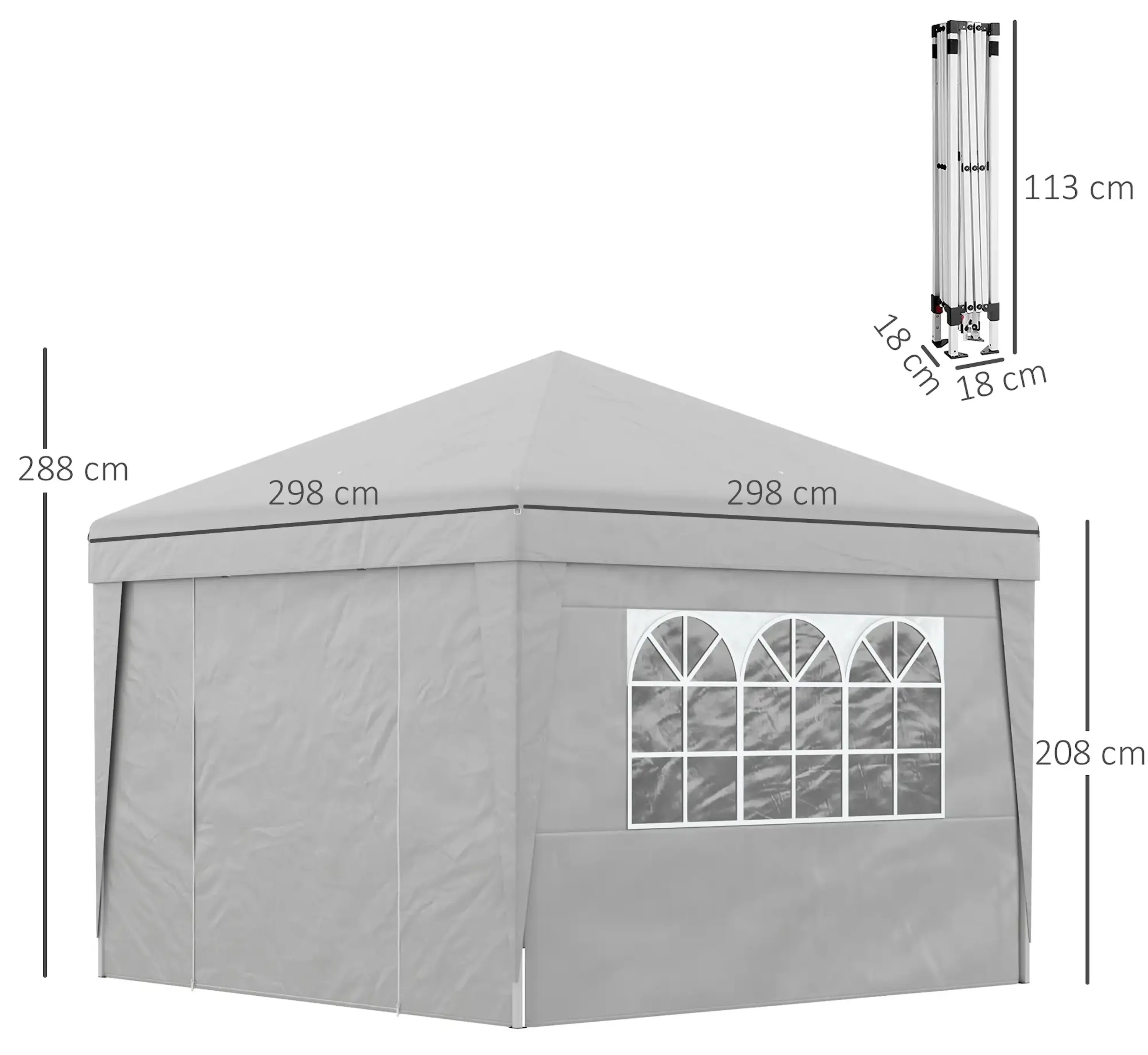 Pavilion de gradina Outsunny 84C-398V00LG 298x298x288 (Light Grey) - 5