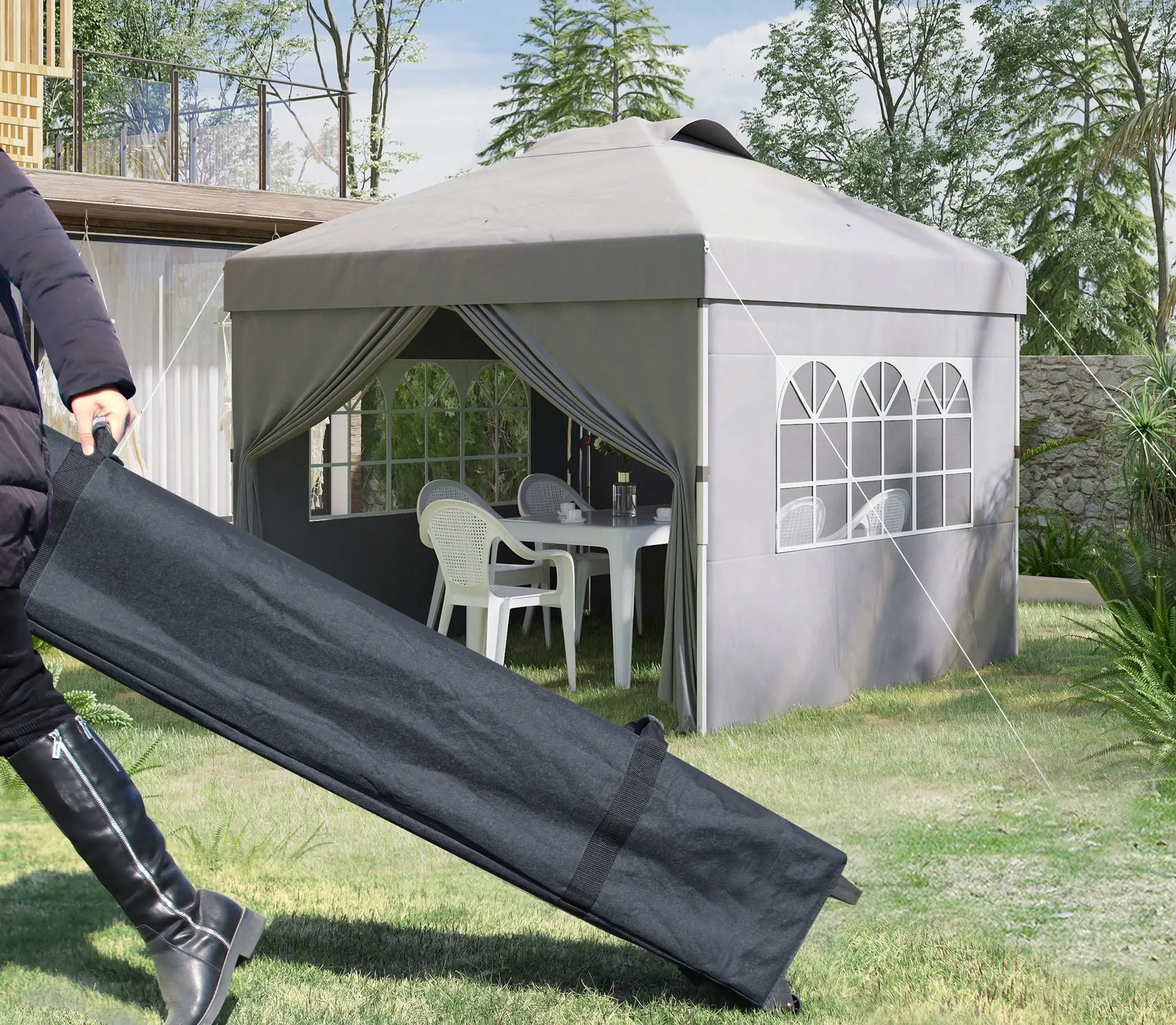 Садовый павильон Outsunny 84C-406V00LG 2.97x2.97 m (Light Grey) - 4