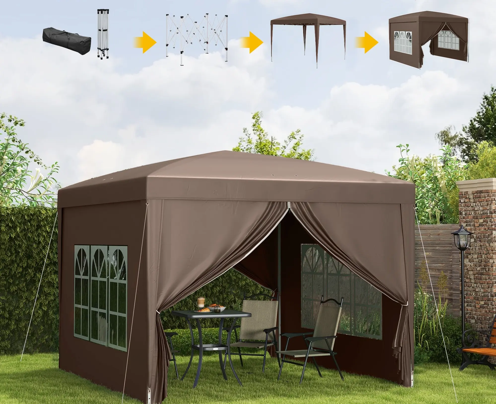 Садовый павильон Outsunny 84C-430V00CF 2.95x2.95 m (Brown) - 5