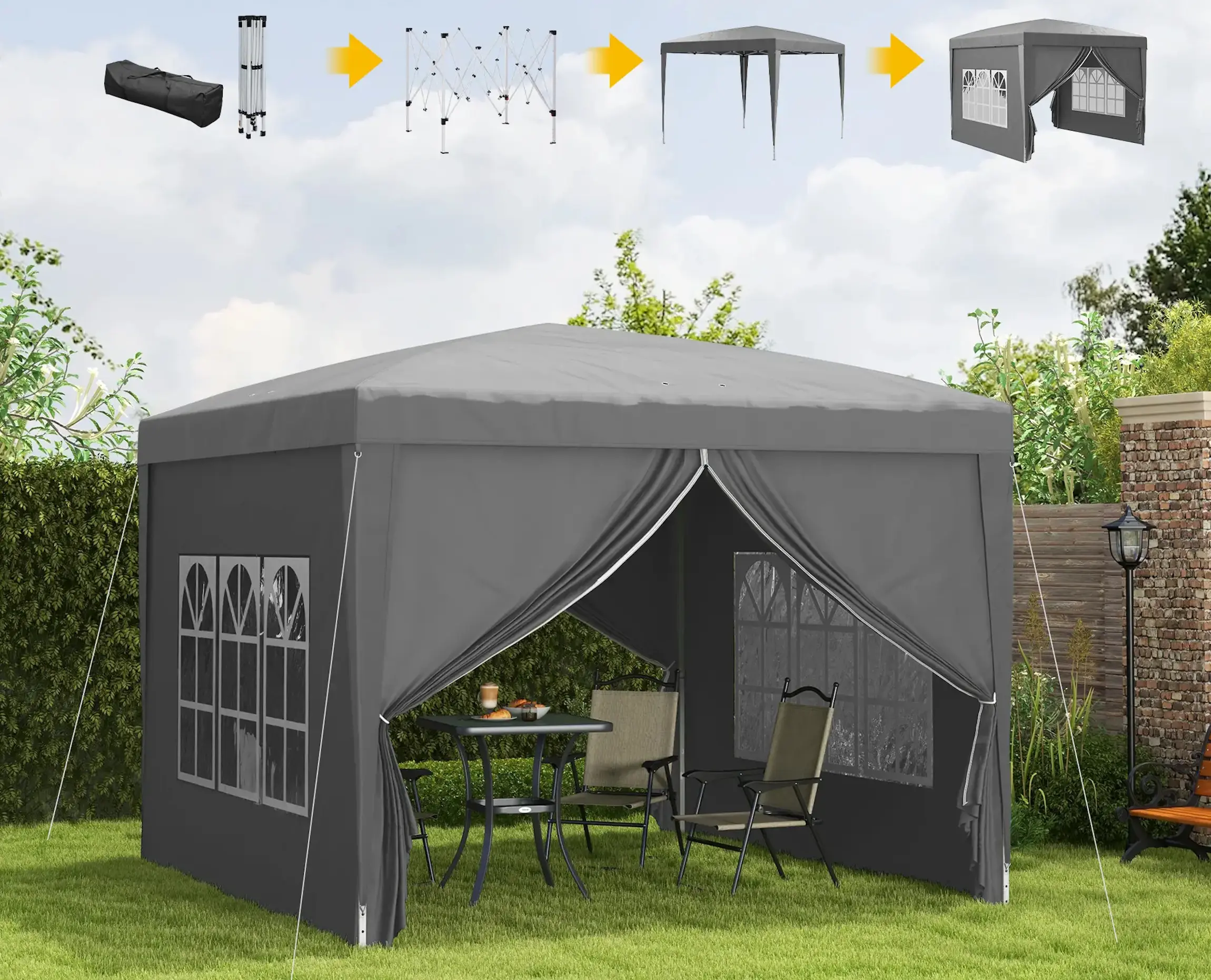 Садовый павильон Outsunny 84C-430V00GY (Grey) - 4