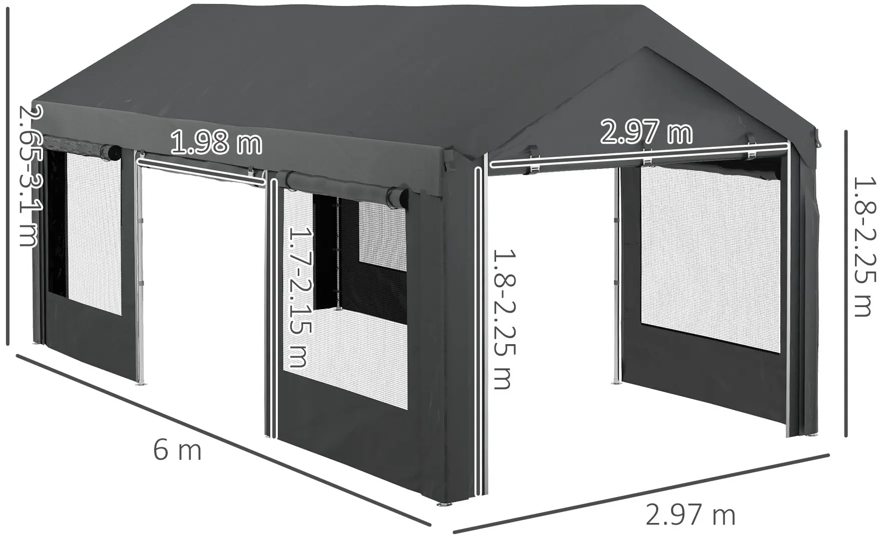 Pavilion de gradina Outsunny 84C-442V00CG 6x3 m (Grey) - 6