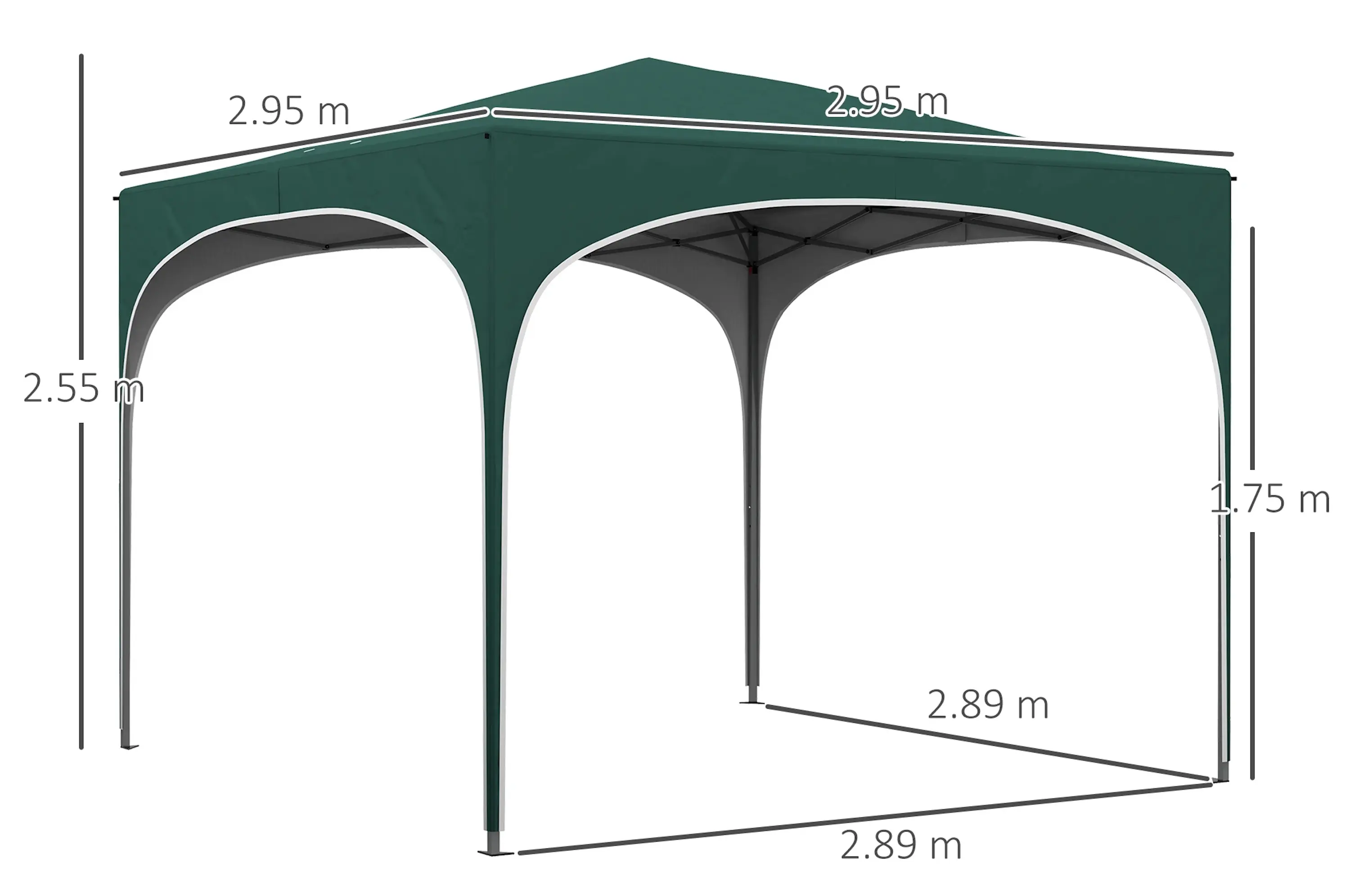 Pavilion de gradina Outsunny 84C-462V00DG 3x3 (Dark Green) - 6