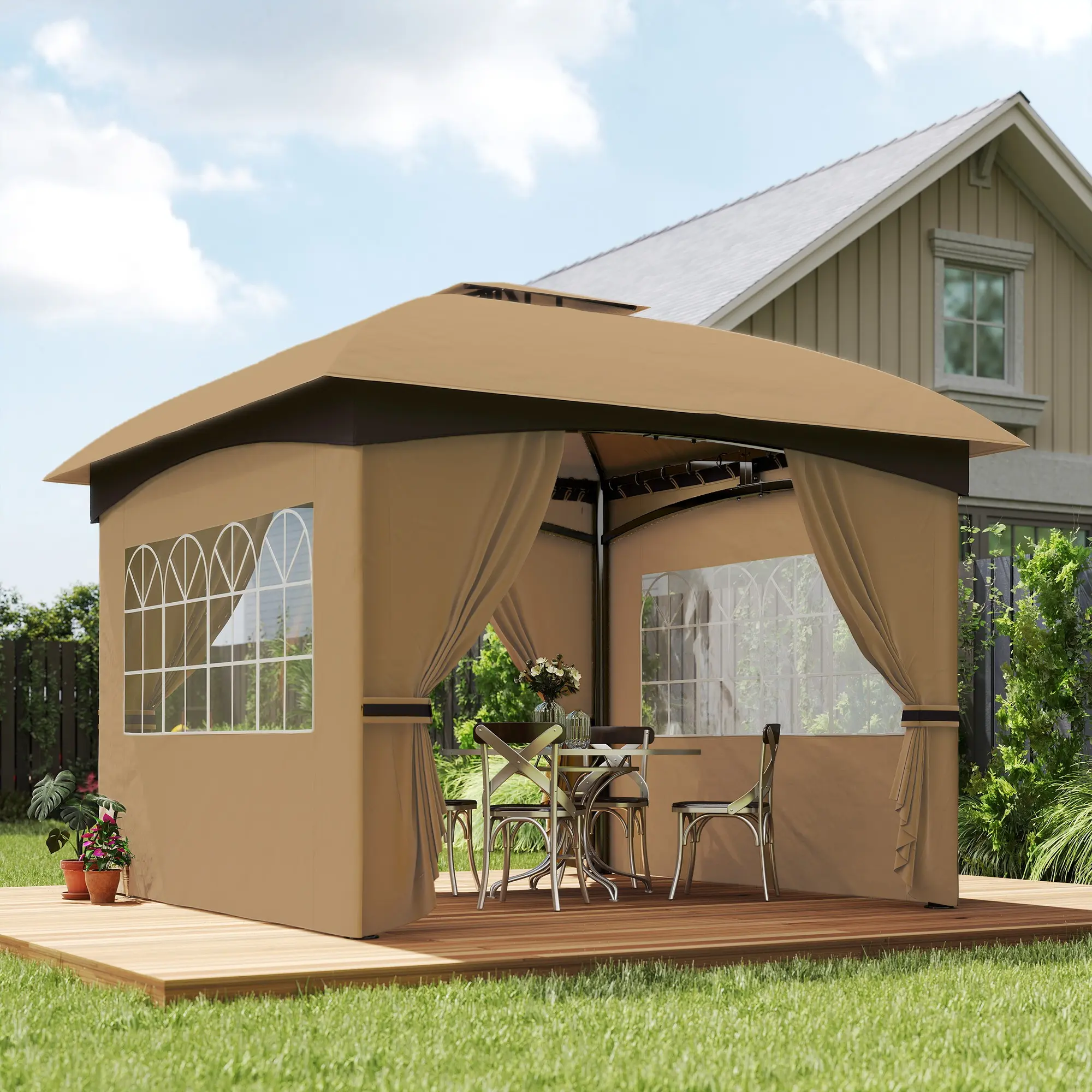 Садовый павильон Outsunny 84C-554V00BG 3.35x3.35 m (Beige) - 4