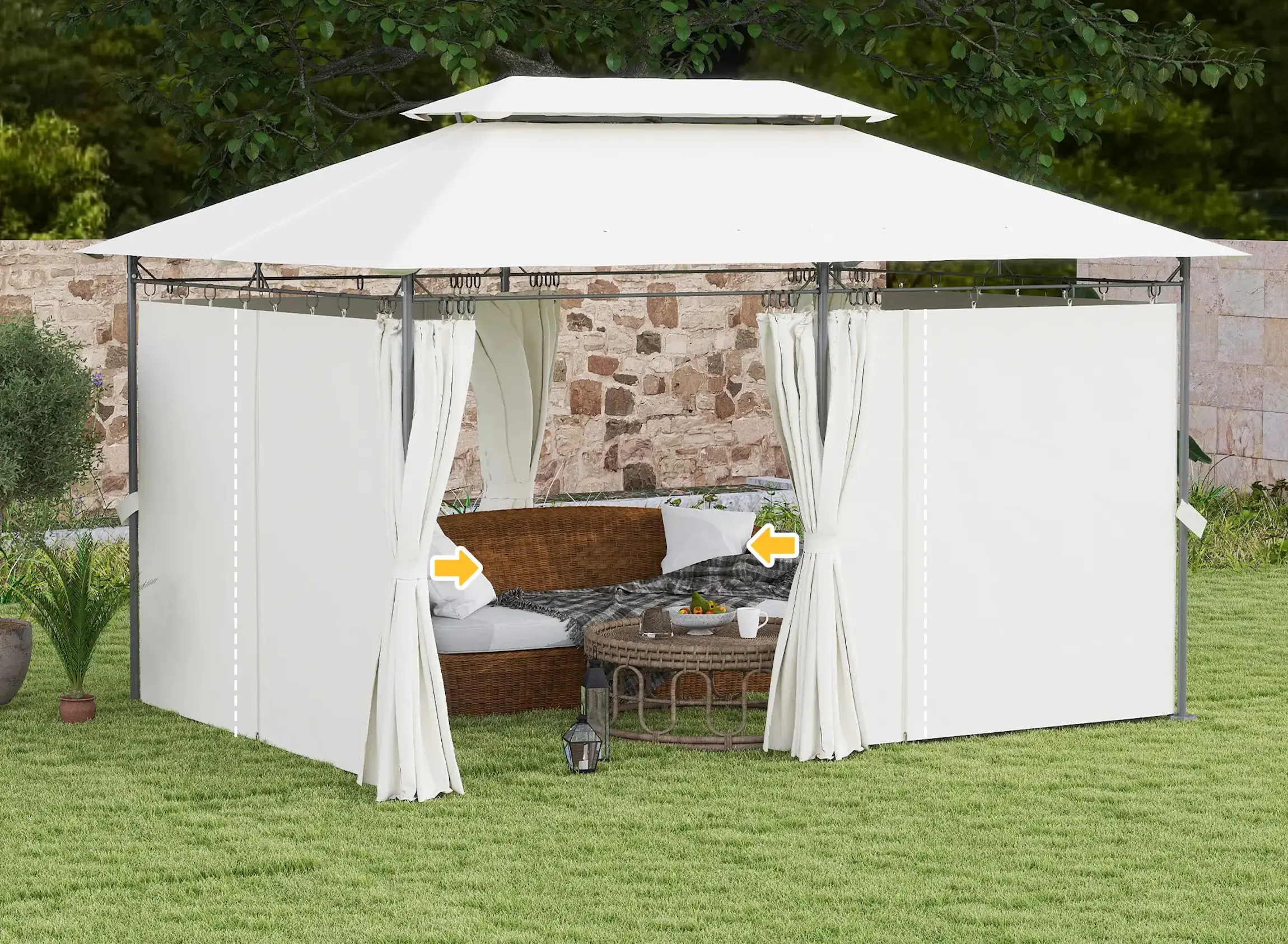 Садовый павильон Outsunny 84C-580V00CW (White-Cream) - 6