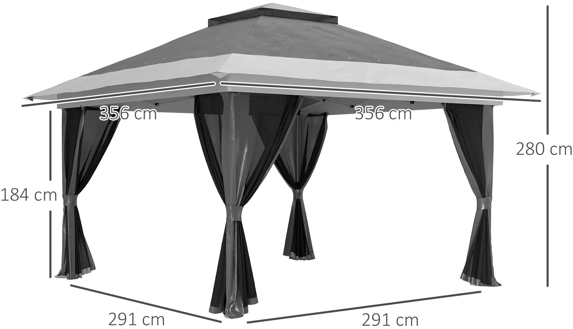 Садовый павильон Outsunny 84C-597V00CG 3.56x3.56 m (Grey) - 5