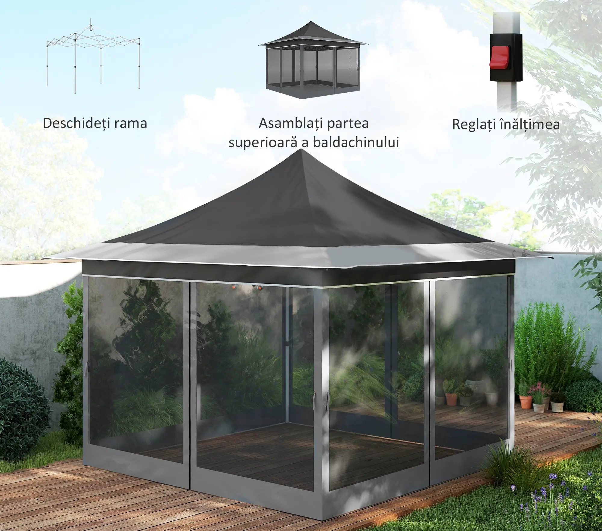 Садовый павильон Outsunny 84C-661V00CG (Dark Grey) - 6