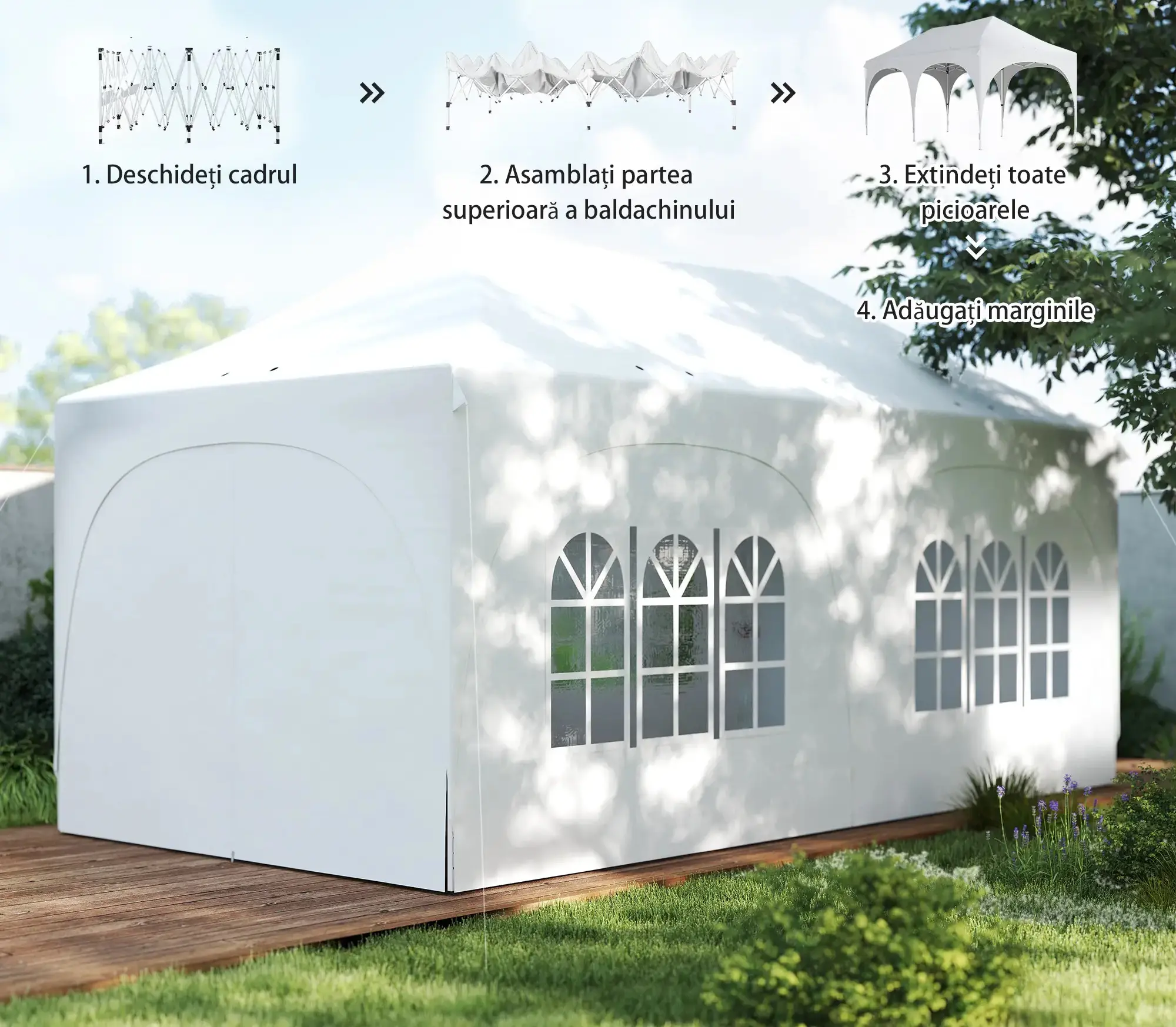 Pavilion de gradina Outsunny 84C-732V00WT (White) - 5