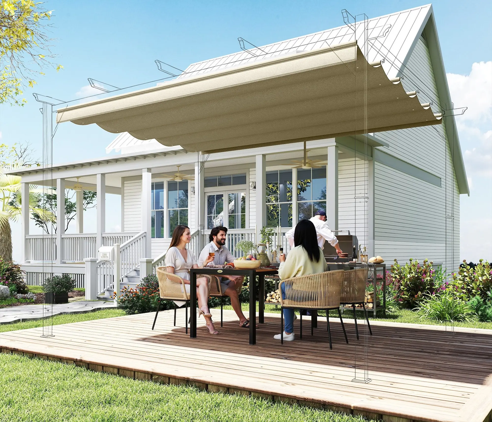 Сменный тент для перголы Outsunny 84C-372V00BG (Beige) - 4