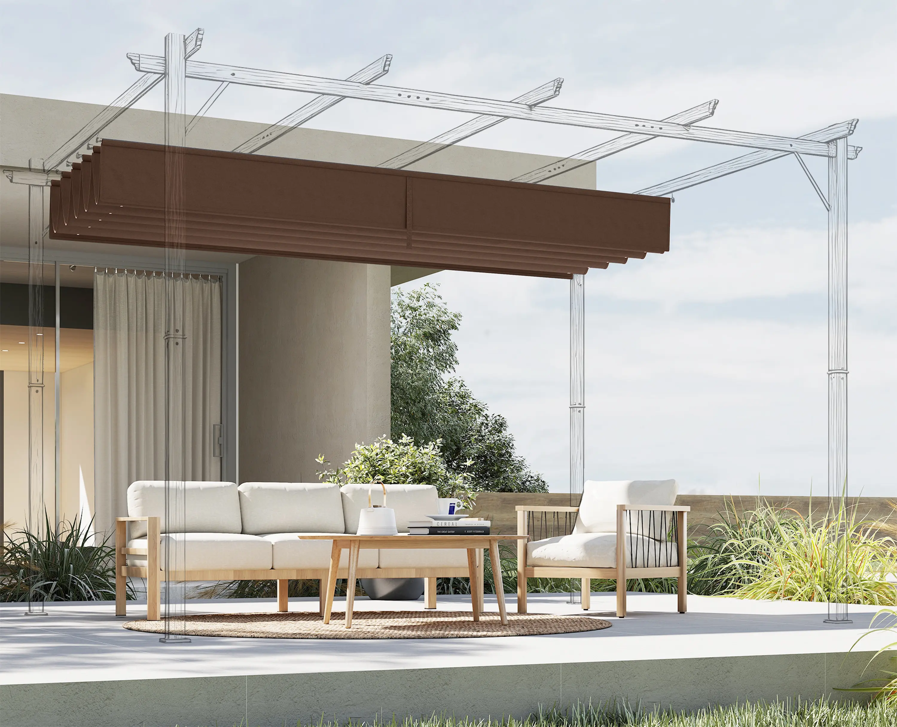 Сменный тент для перголы Outsunny 84C-372V00CF 3x3 (Coffe) - 2