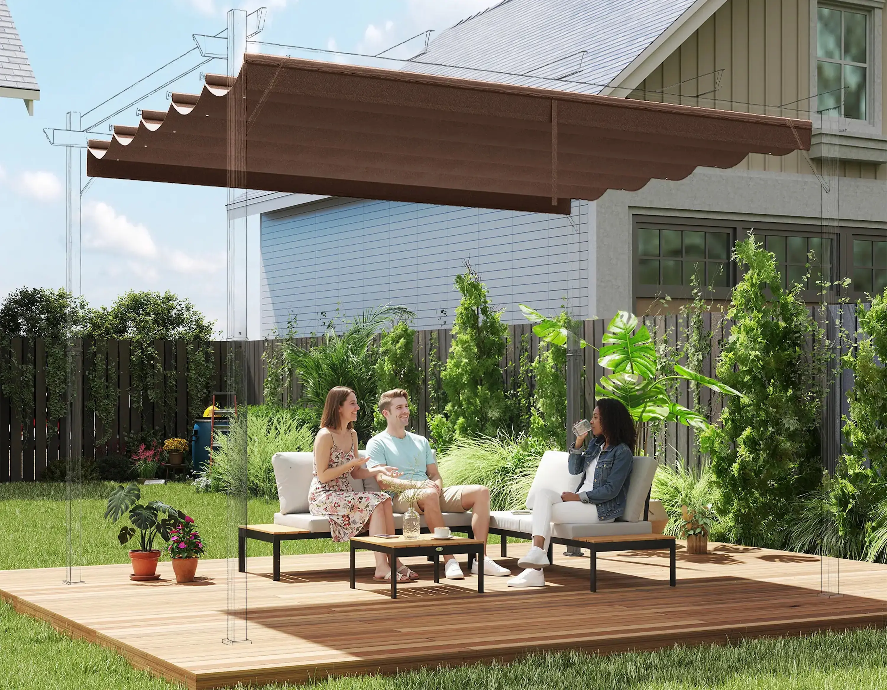 Сменный тент для перголы Outsunny 84C-372V00CF 3x3 (Coffe) - 3