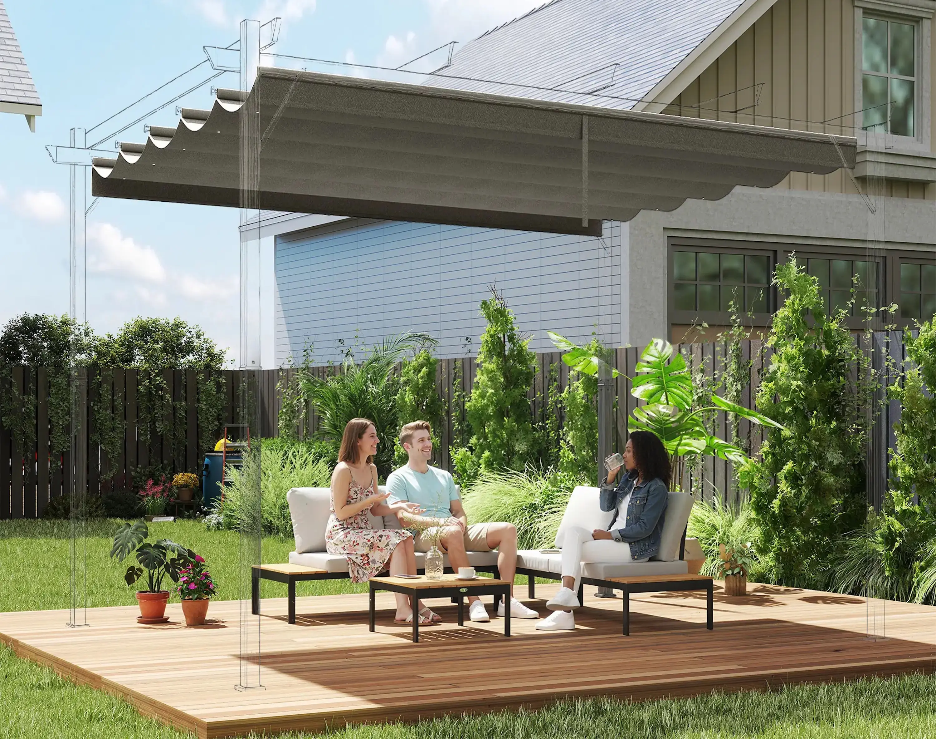 Copertina de rezerva pentru pergola Outsunny 84C-372V00LG 3x3 (Light Grey) - 3