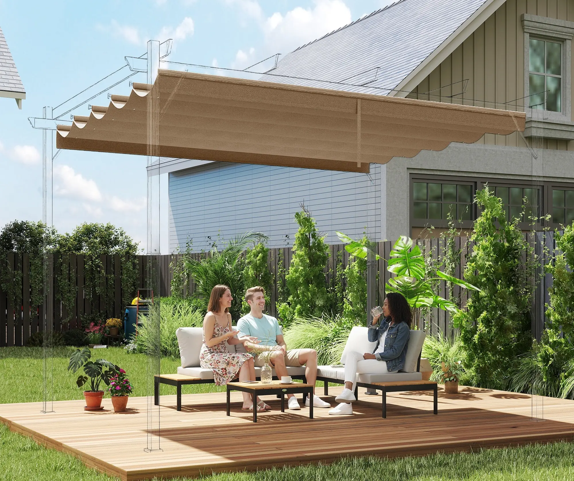 Сменный тент для перголы Outsunny 84C-372V00TN (Light Brown) - 4