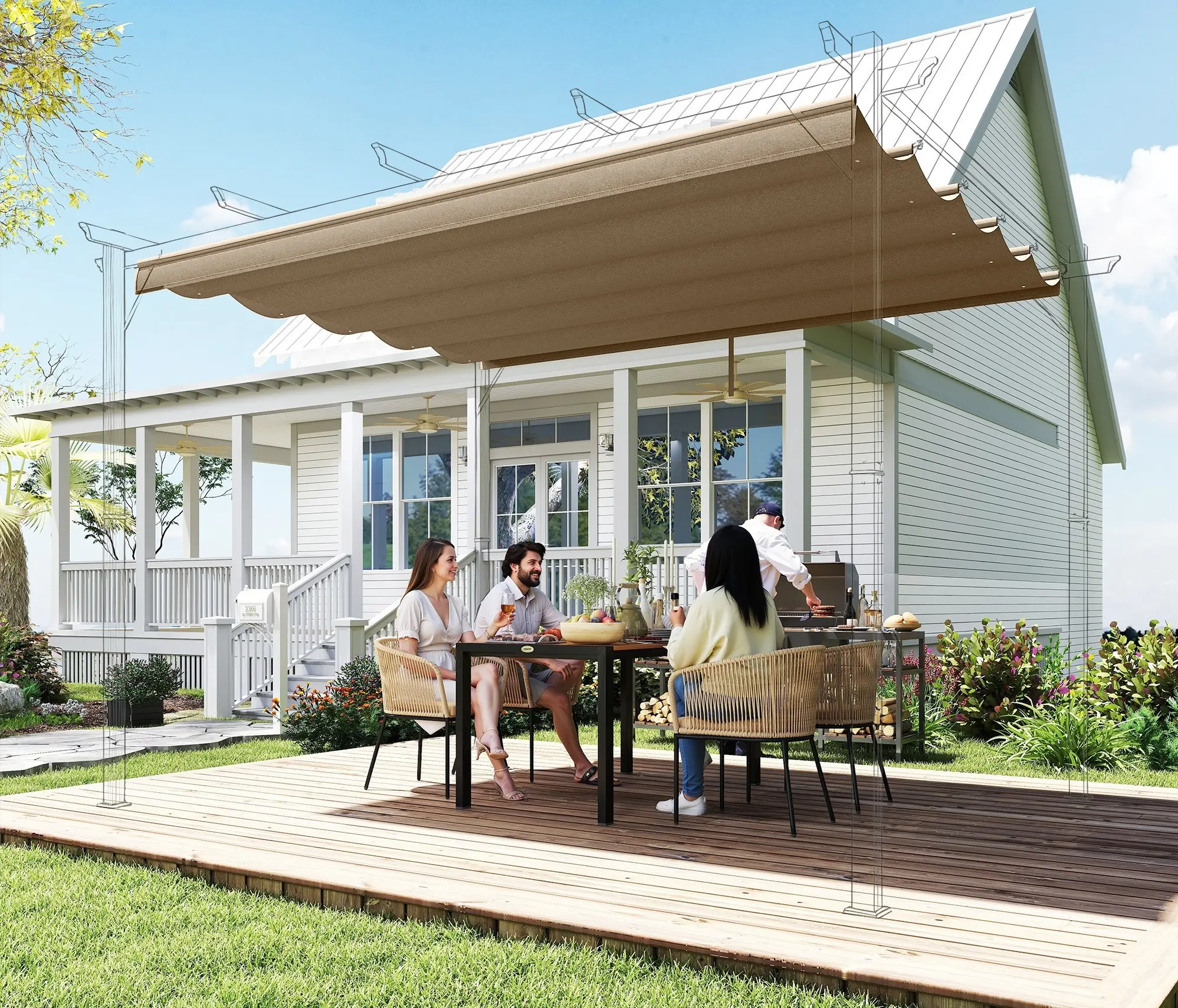 Сменный тент для перголы Outsunny 84C-372V00TN (Light Brown) - 6