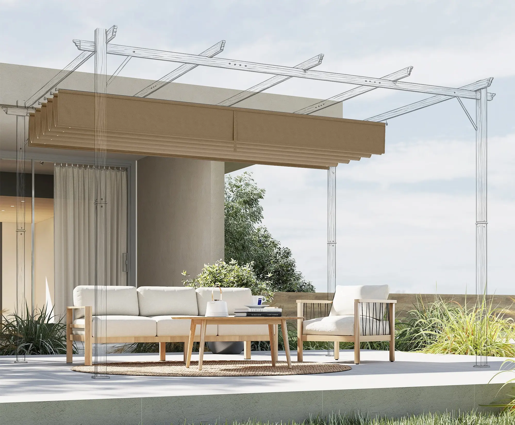 Сменный тент для перголы Outsunny 84C-372V00TN (Light Brown) - 7