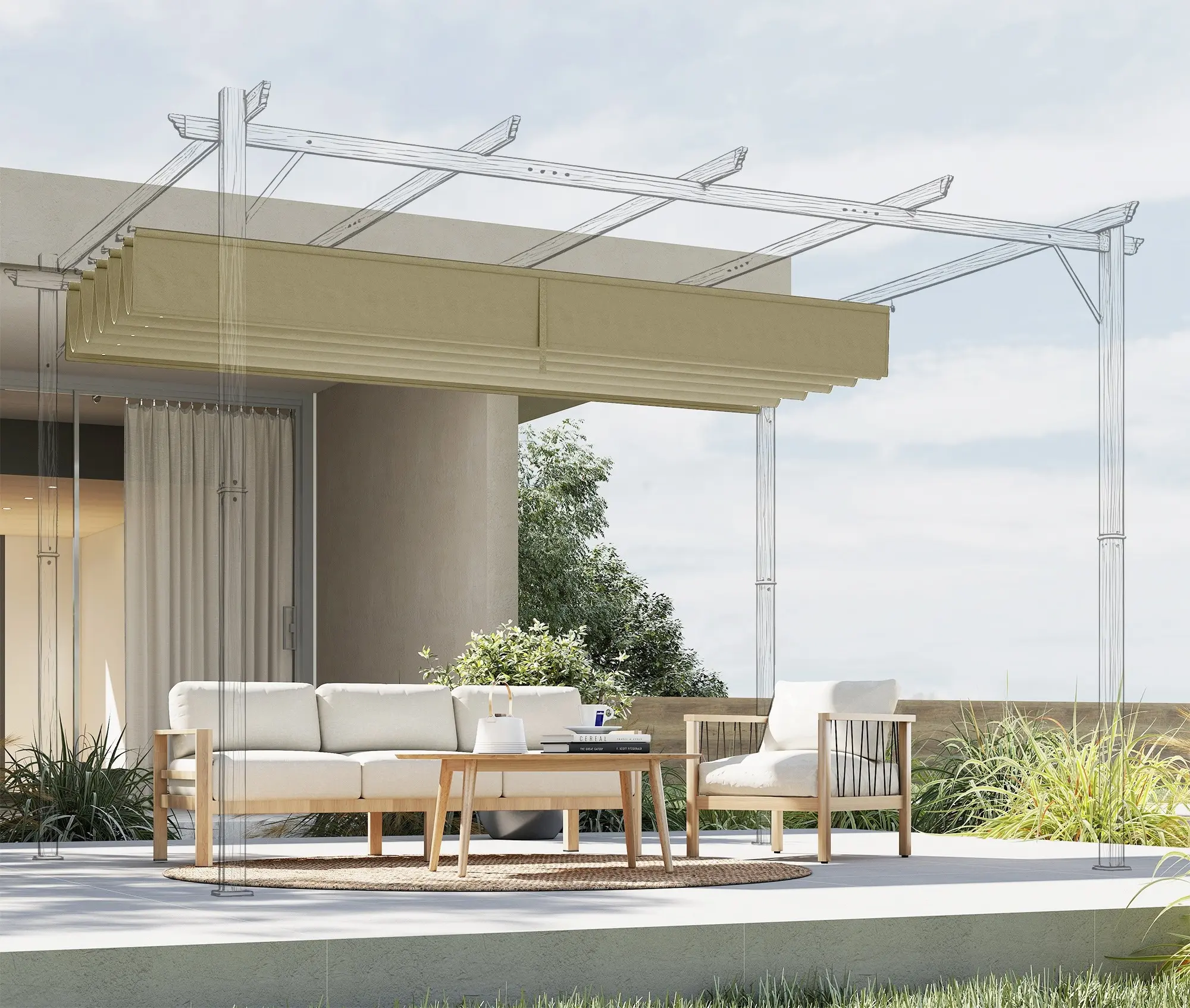 Сменный тент для перголы Outsunny 84C-372V01BG (Beige) - 4