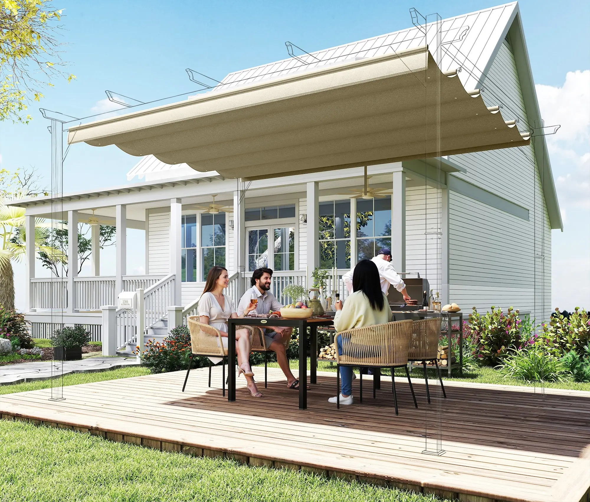 Сменный тент для перголы Outsunny 84C-372V01BG (Beige) - 5