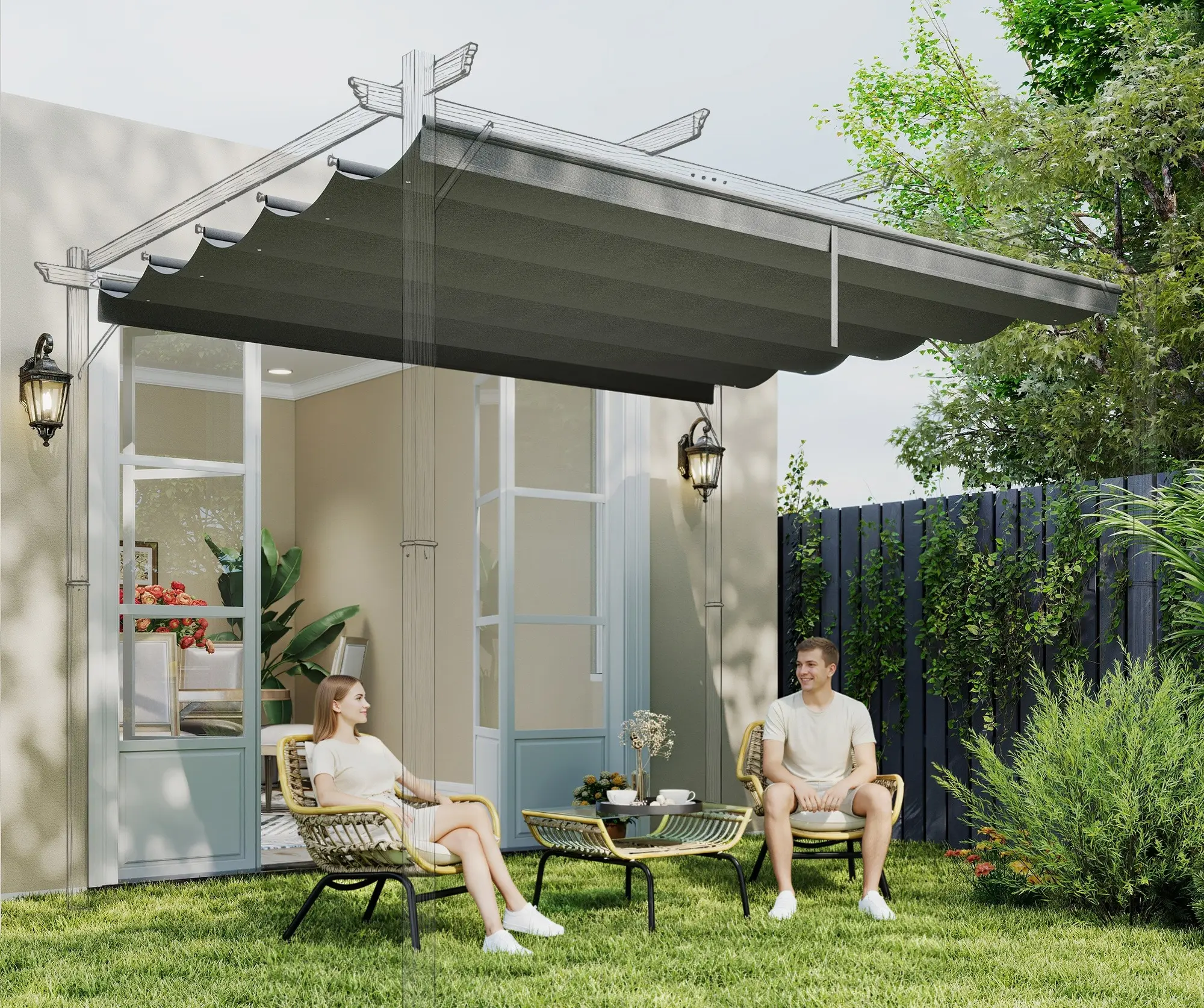 Сменный тент для перголы Outsunny 84C-372V01LG (Light Grey) - 3