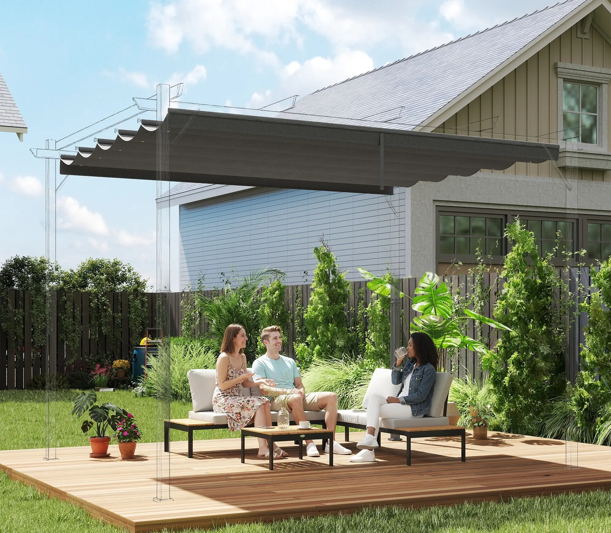 Сменный тент для перголы Outsunny 84C-372V01LG (Light Grey) - 4